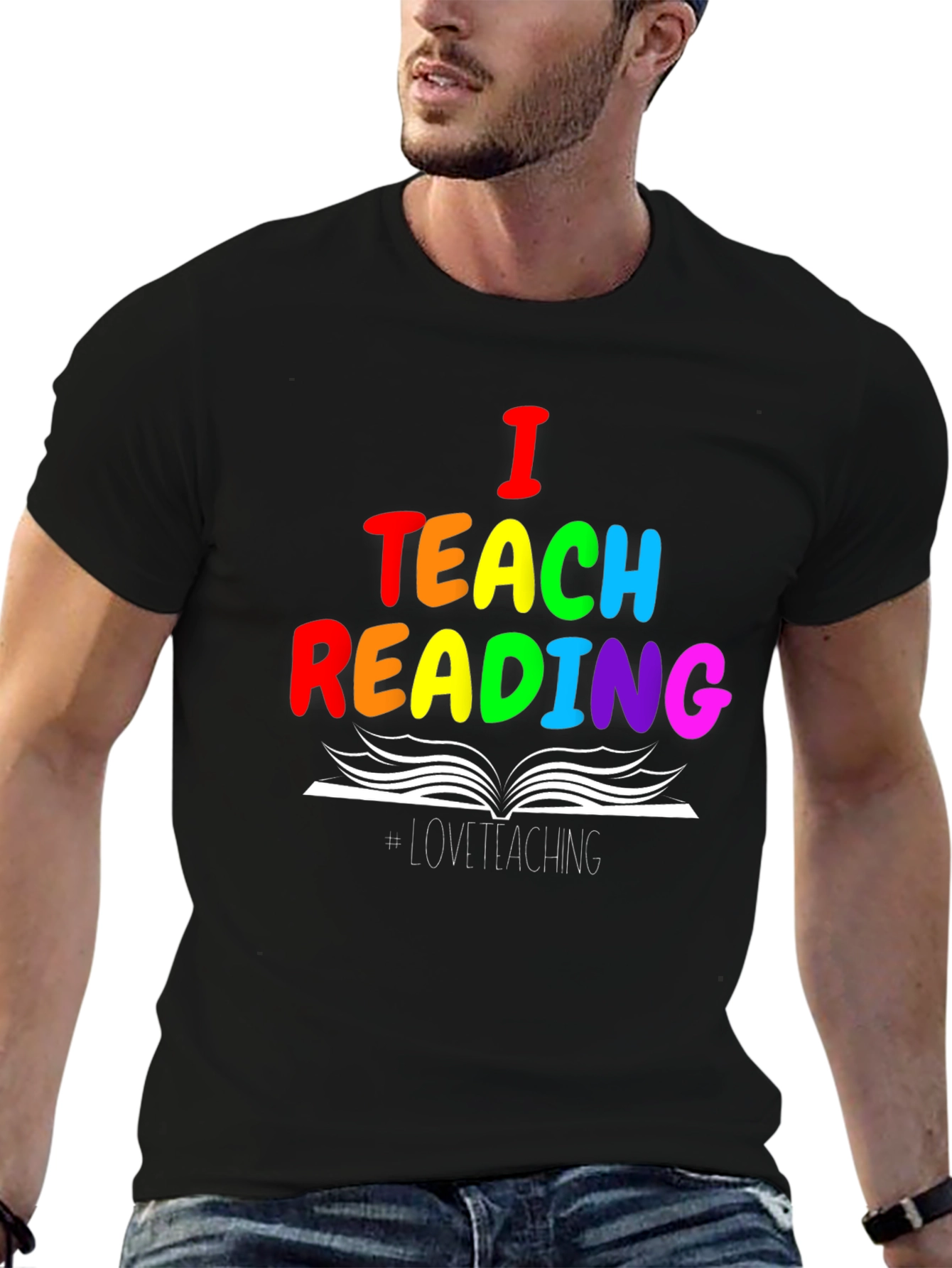 I Teach Reading T-Shirt - Rainbow Teacher Tee