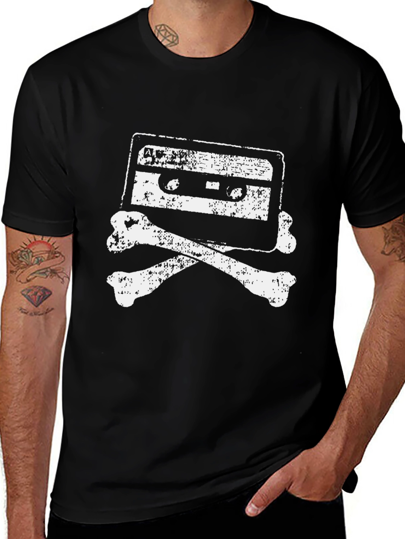 Retro Cassette & Bones Graphic T-Shirt