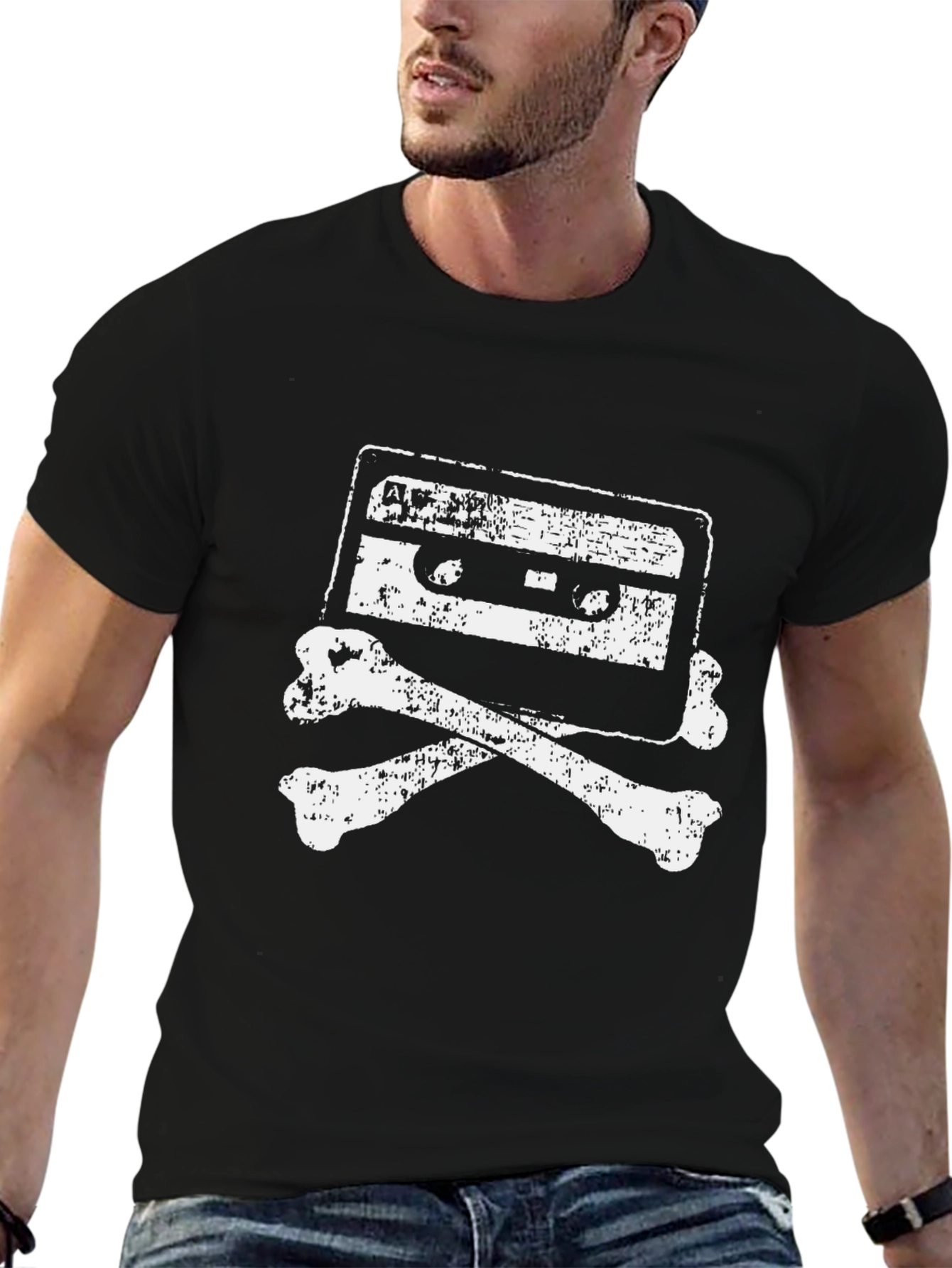 Retro Cassette & Bones Graphic T-Shirt