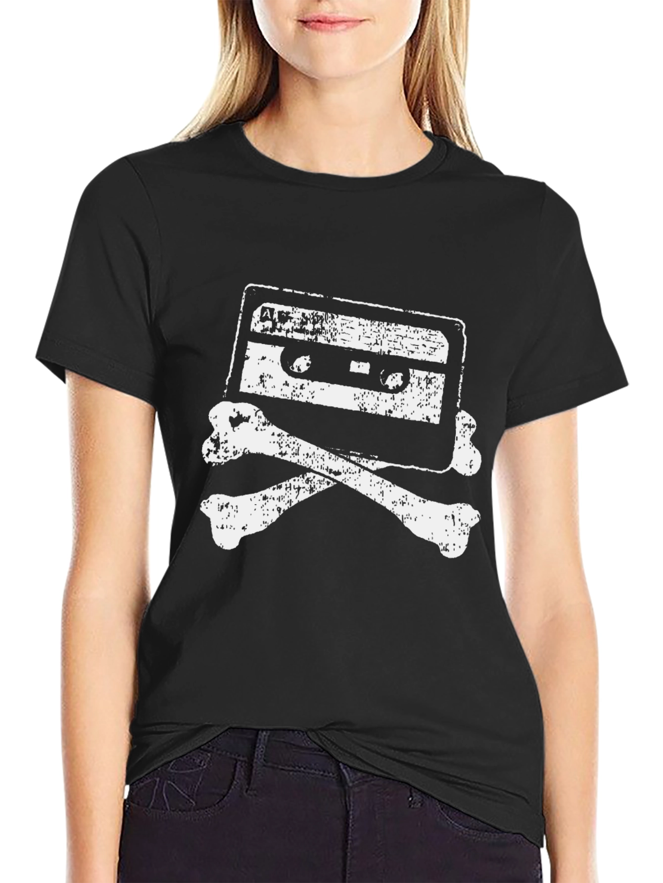 Retro Cassette & Bones Graphic T-Shirt