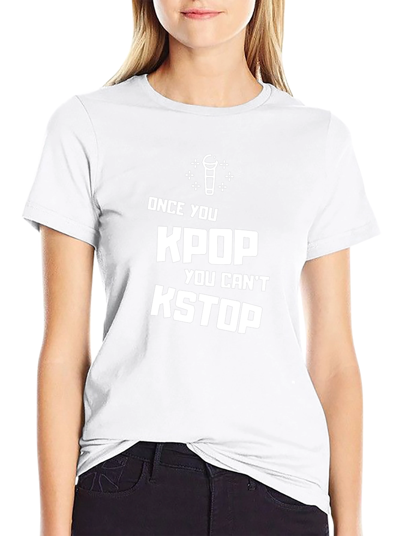 KPOP KSTOP Black Graphic Tee Shirt