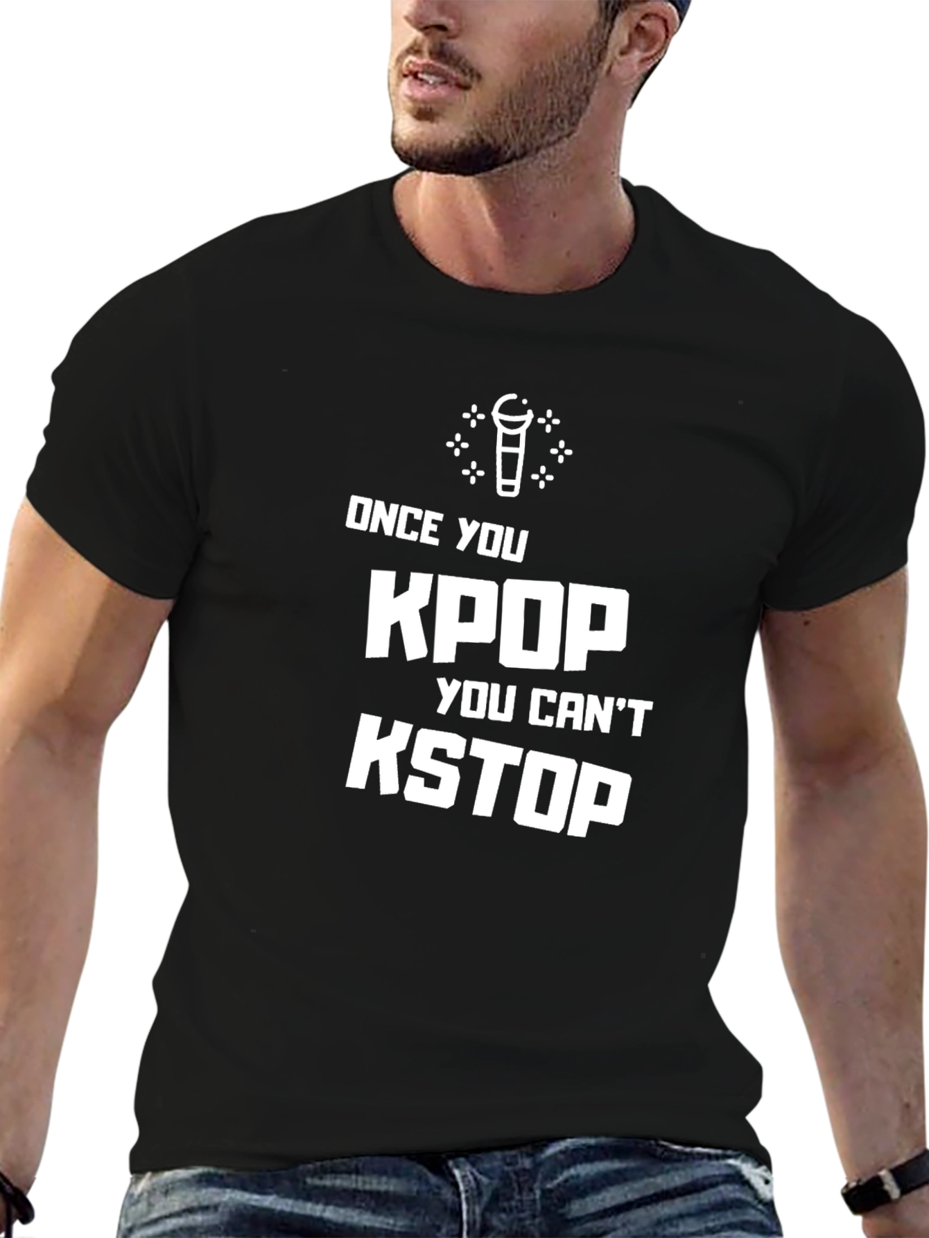 KPOP KSTOP Black Graphic Tee Shirt