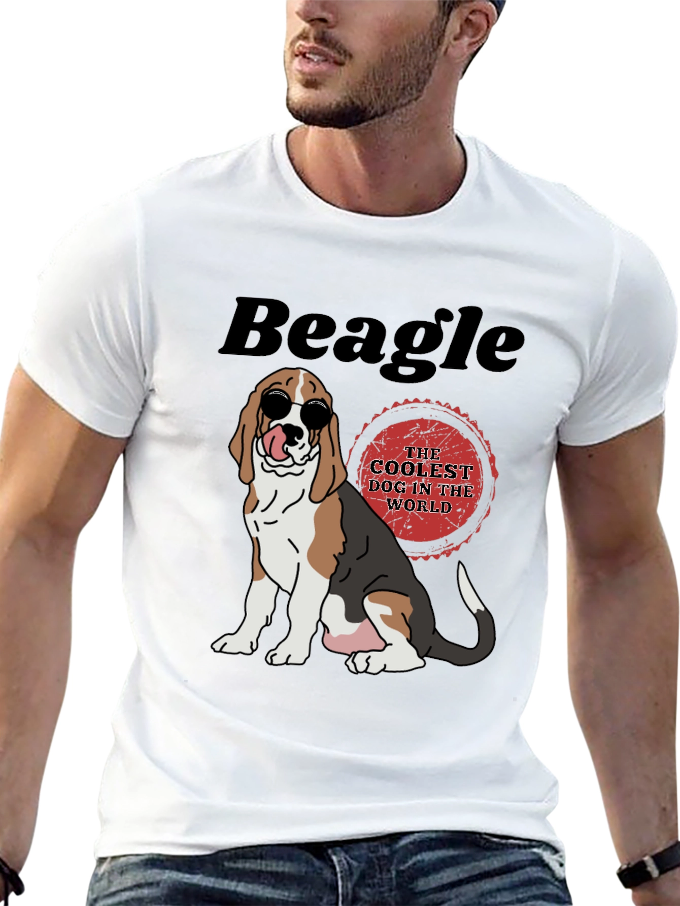 Cool Beagle Dog Graphic Tee - Black