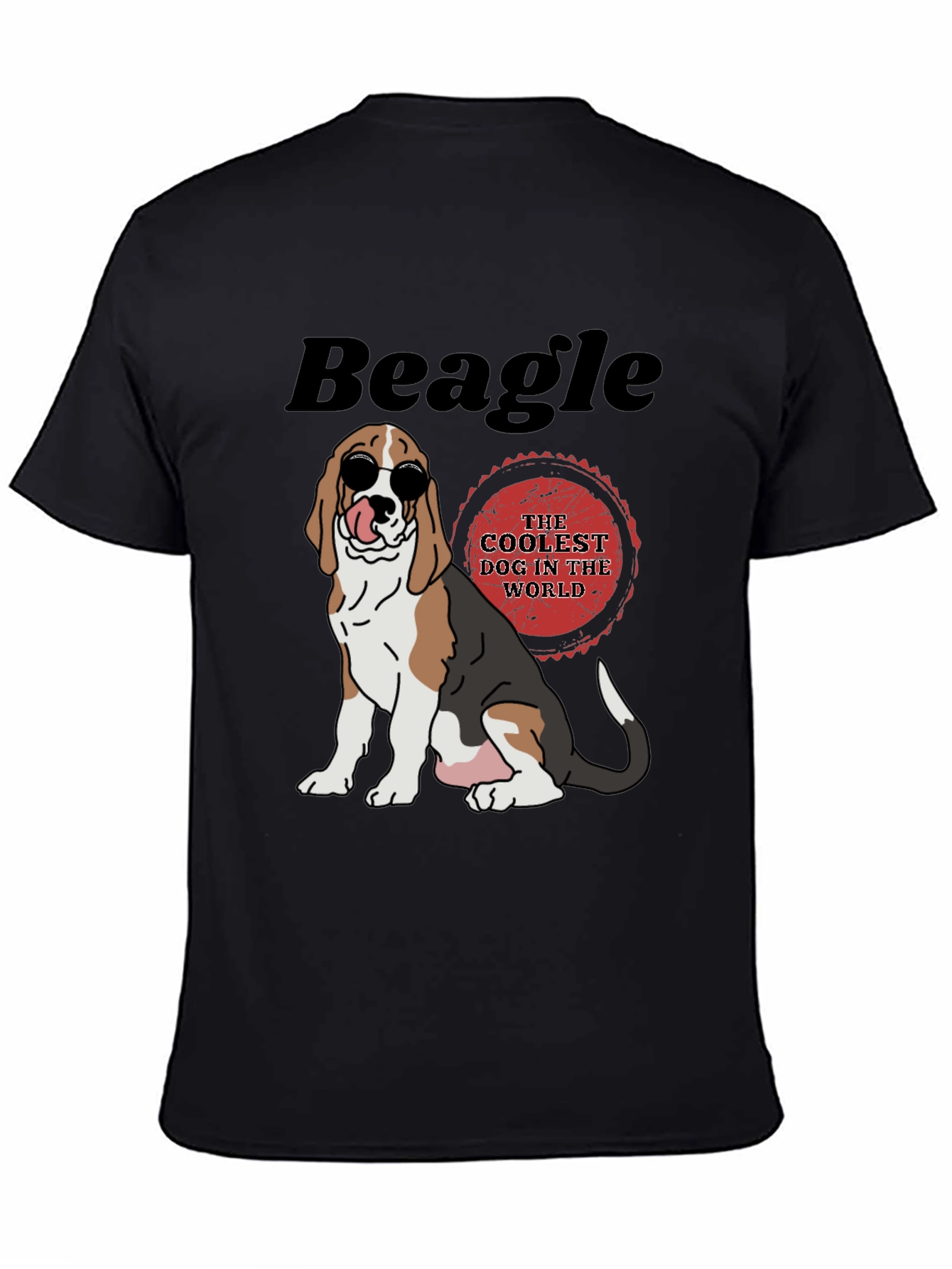 Cool Beagle Dog Graphic Tee - Black