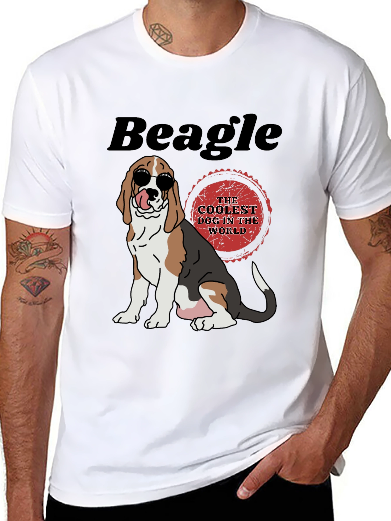 Cool Beagle Dog Graphic Tee - Black