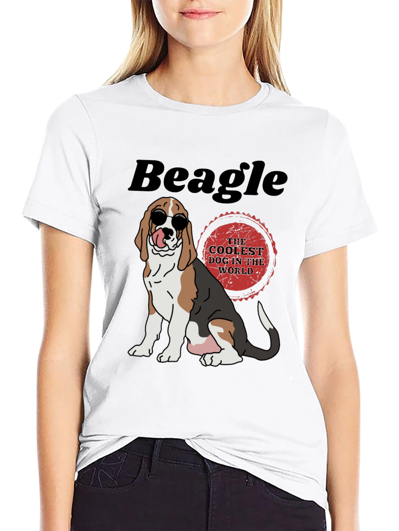 Cool Beagle Dog Graphic Tee - Black