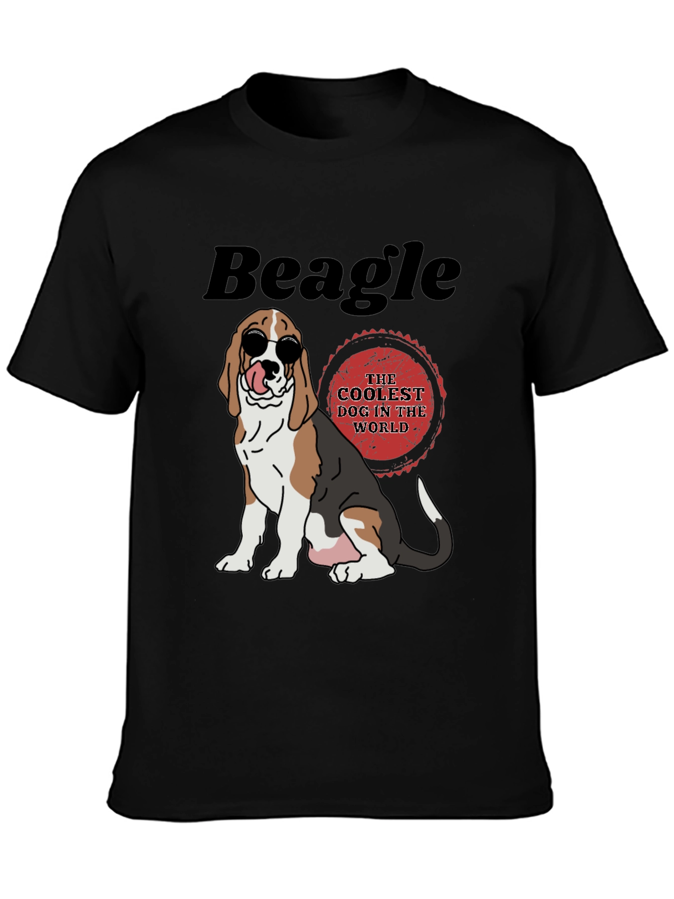 Cool Beagle Dog Graphic Tee - Black