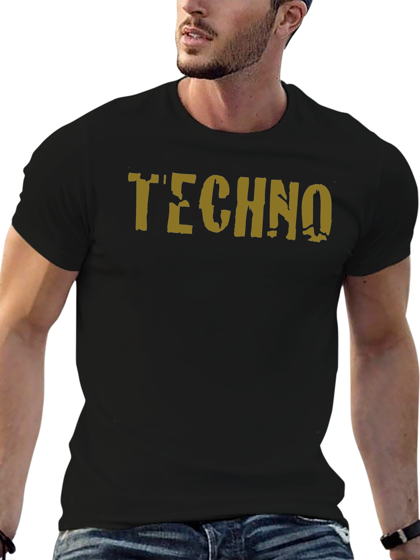 Techno Graphic Print T-Shirt - Black