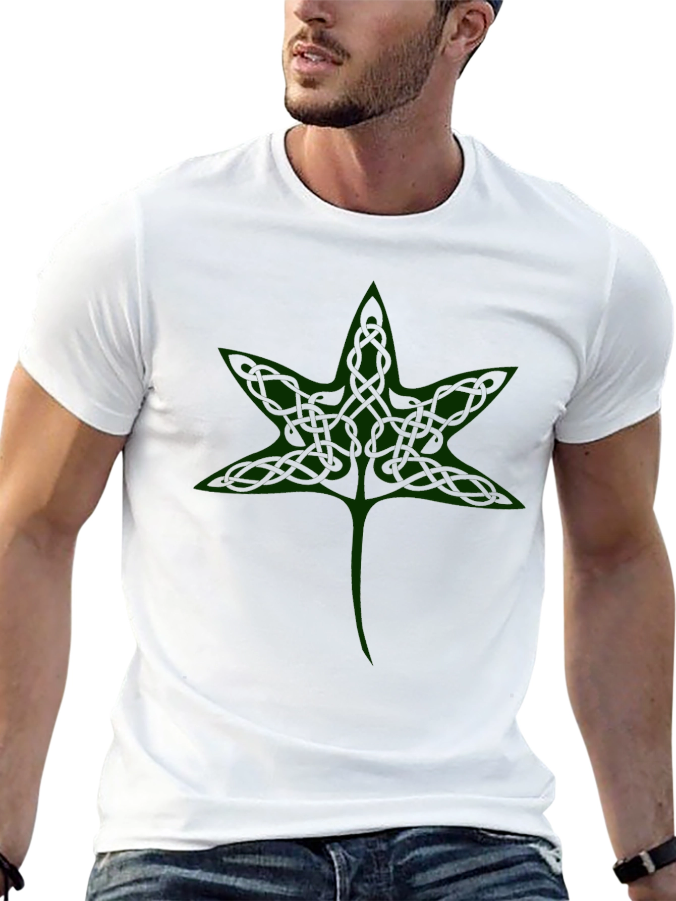 Celtic Knot Leaf Black T-Shirt