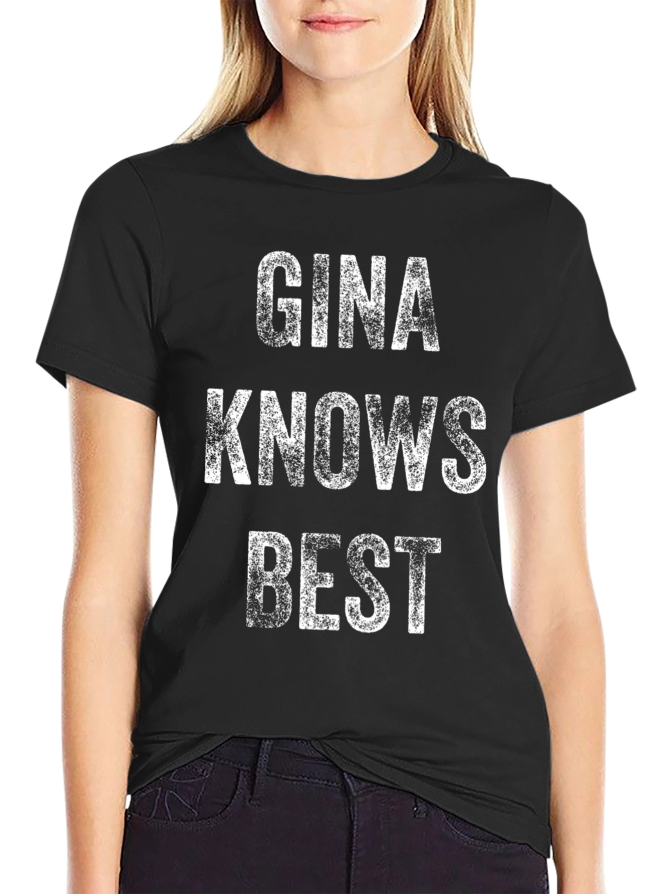 Gina Knows Best Black Graphic Tee
