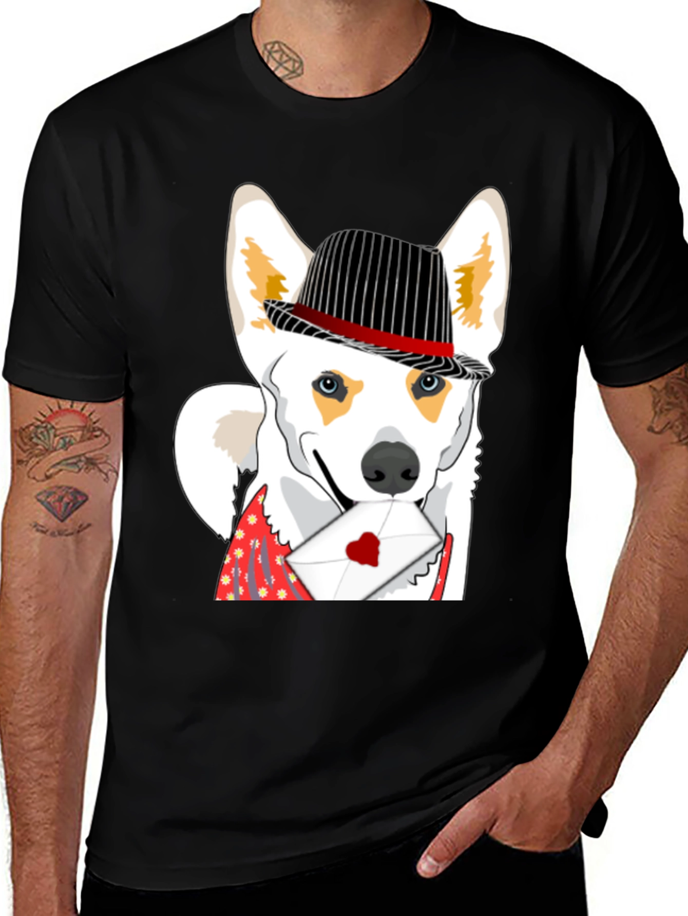Dog in Hat Valentines T-Shirt