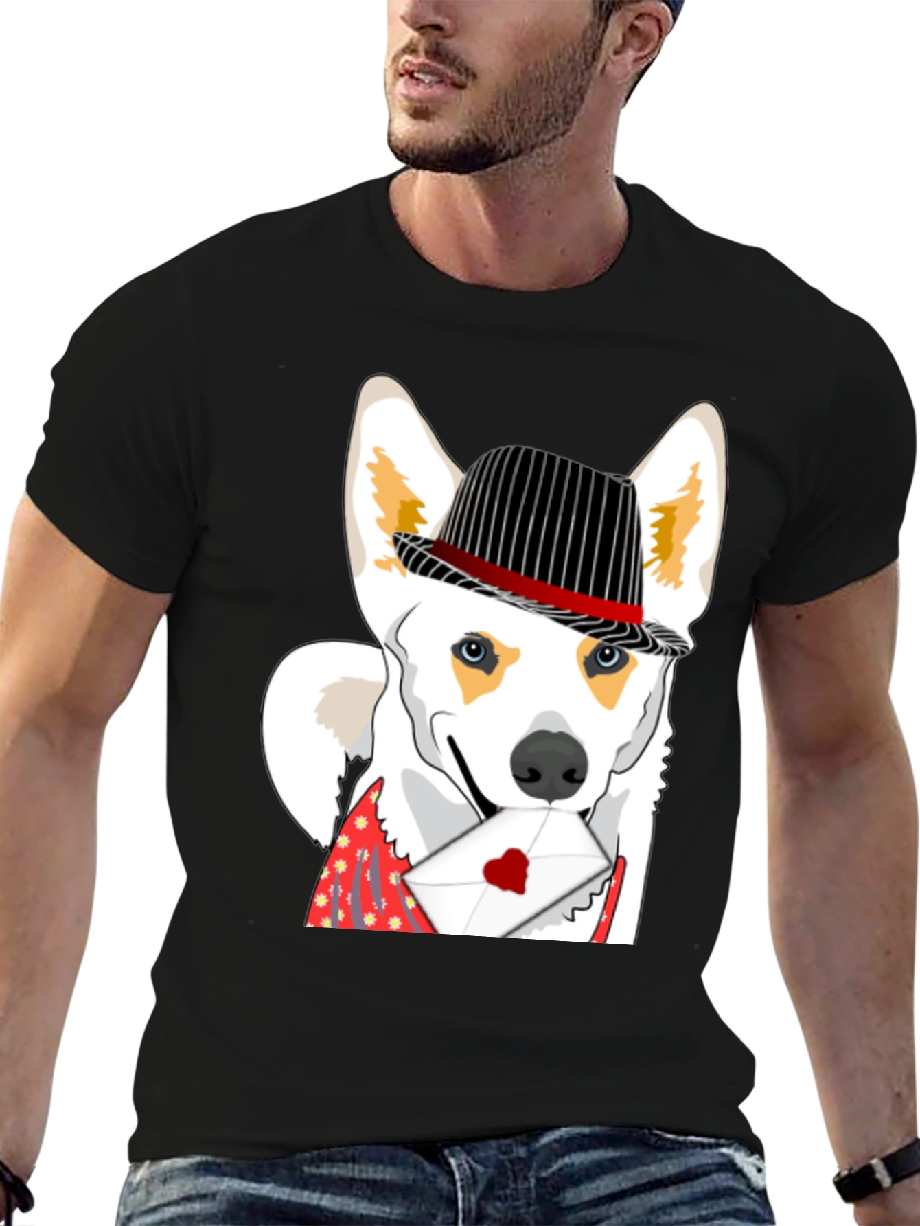 Dog in Hat Valentines T-Shirt