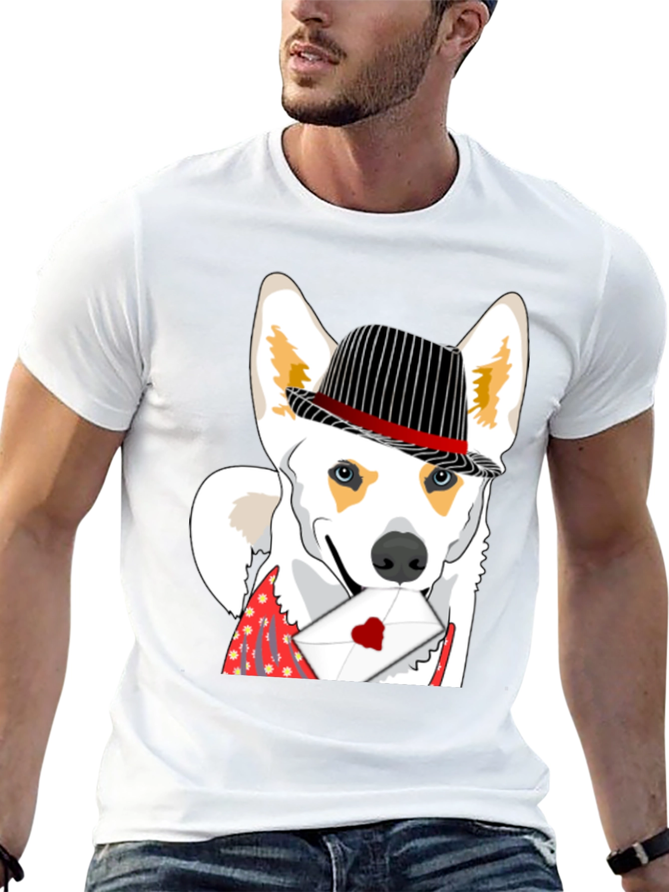 Dog in Hat Valentines T-Shirt