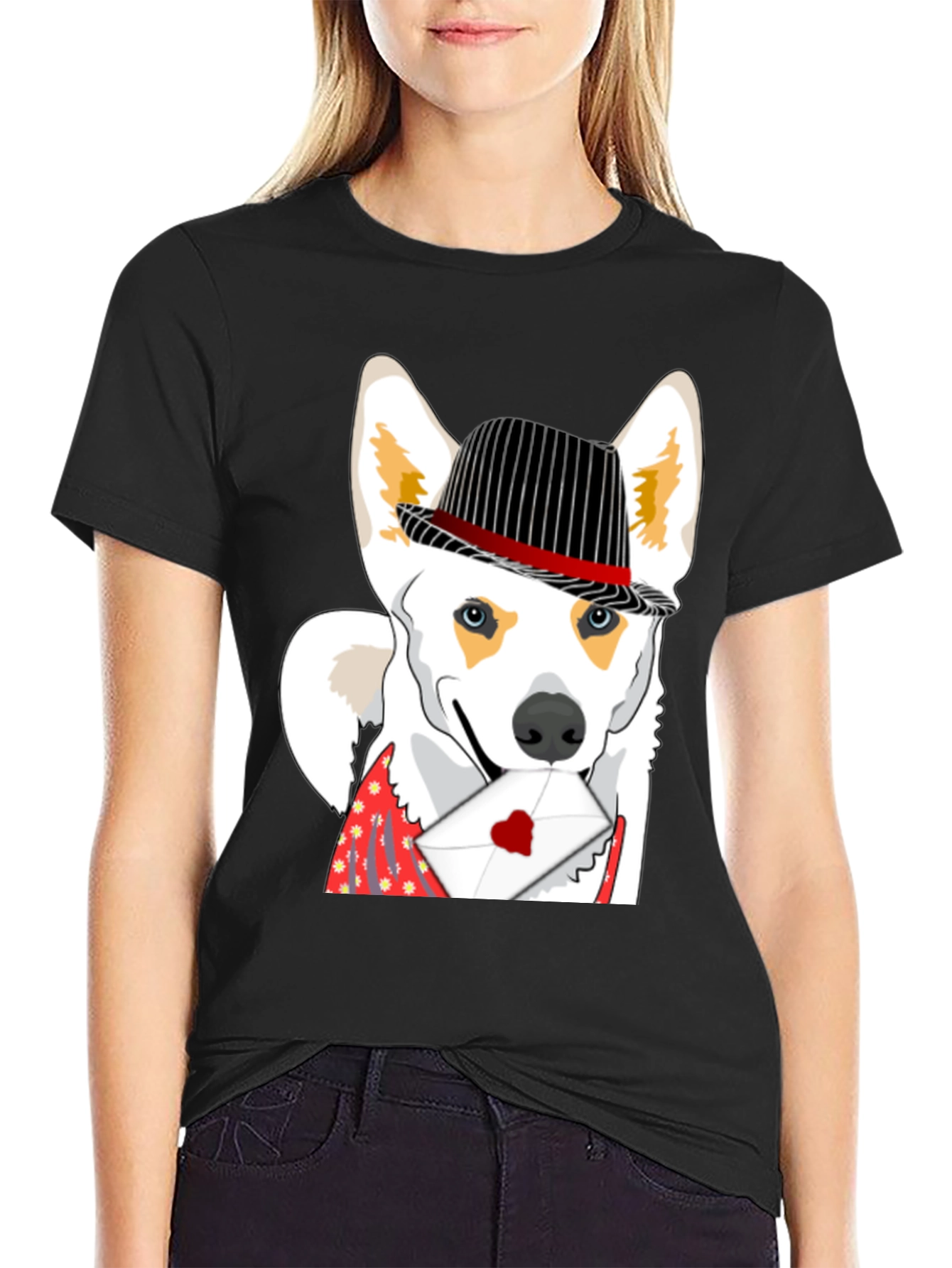Dog in Hat Valentines T-Shirt