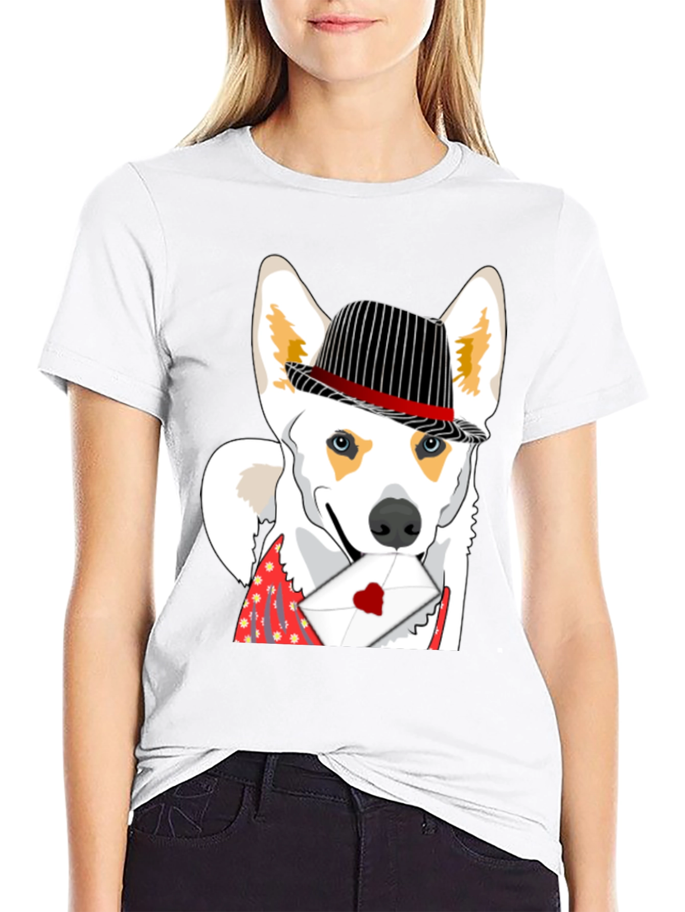 Dog in Hat Valentines T-Shirt