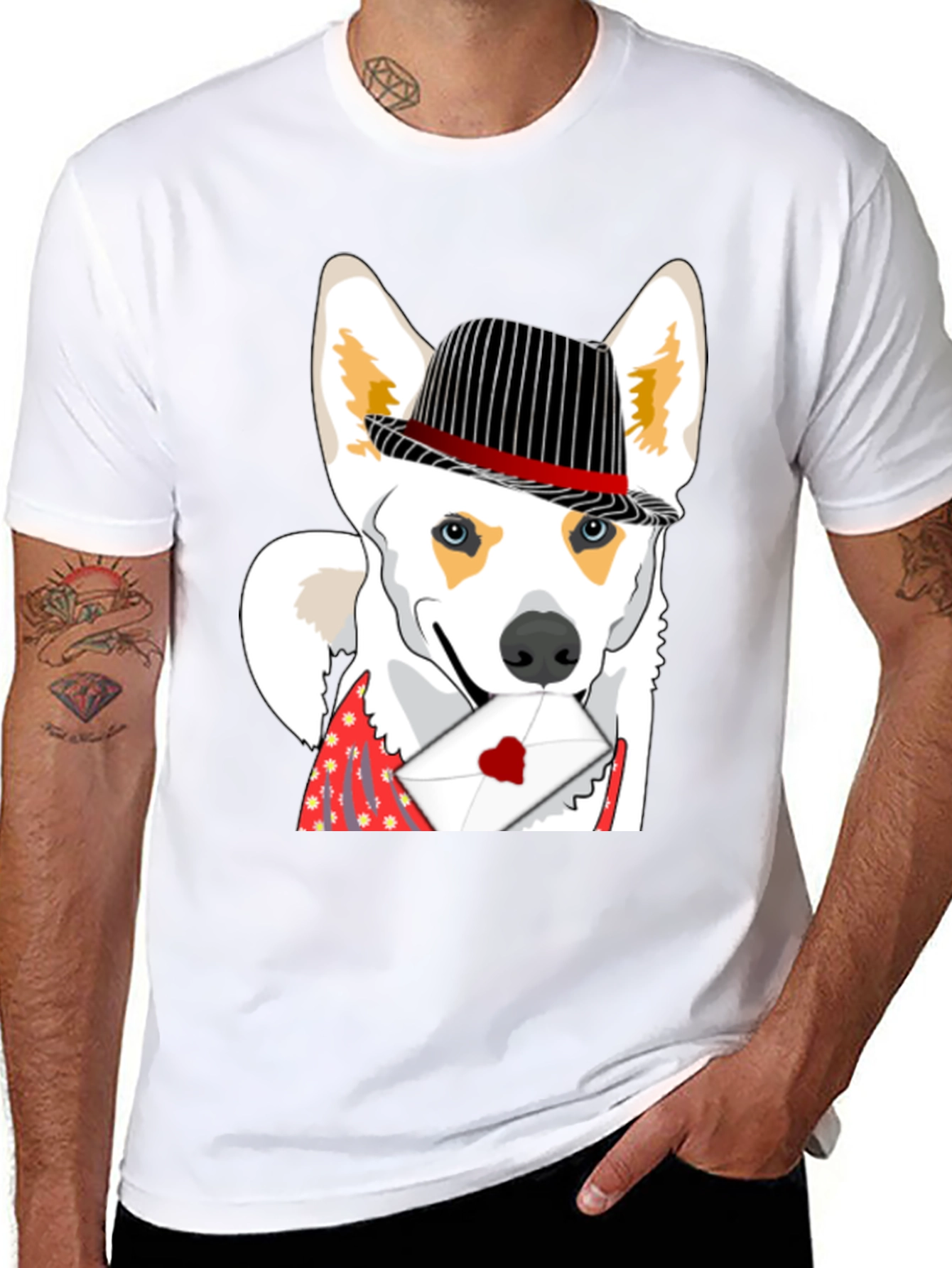 Dog in Hat Valentines T-Shirt