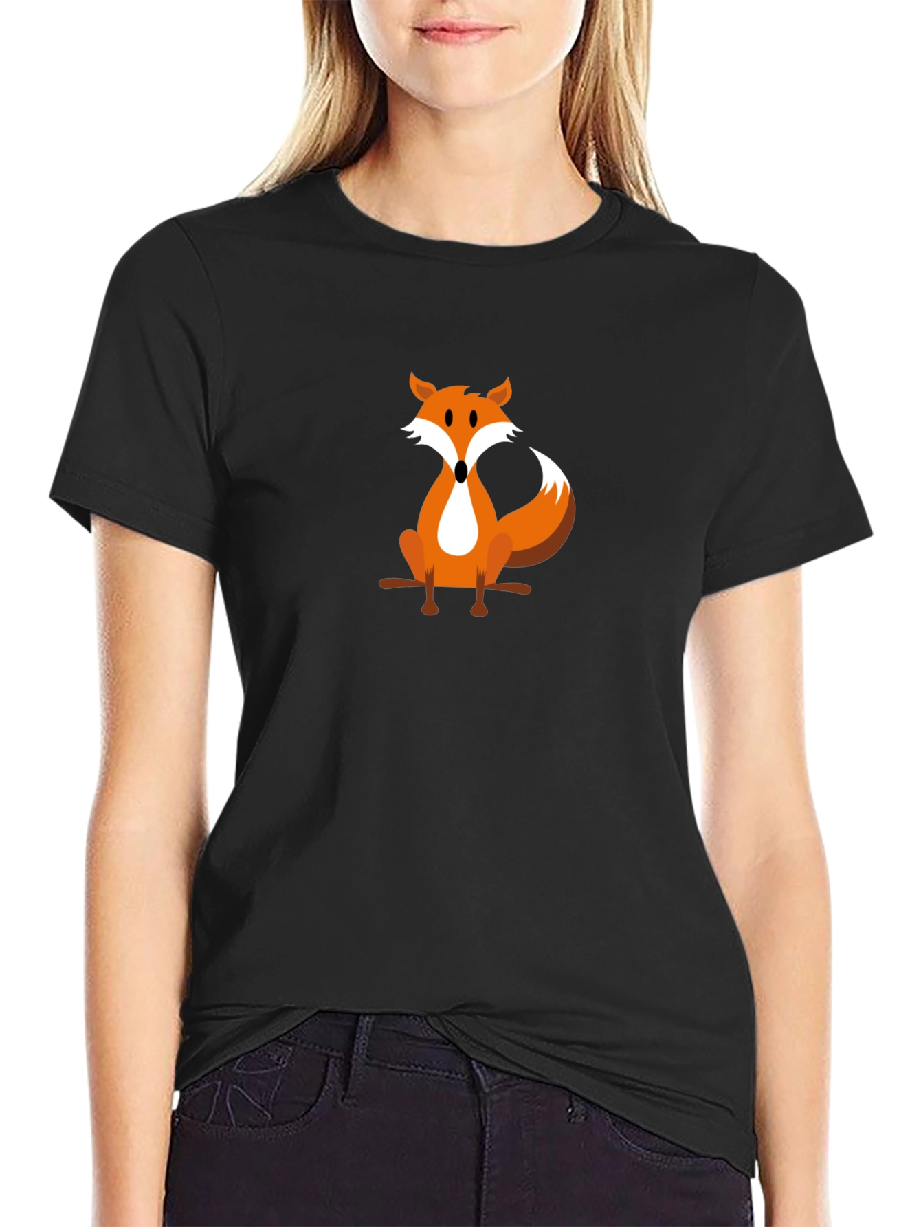 Fox Graphic Tee - Black Cotton T-Shirt
