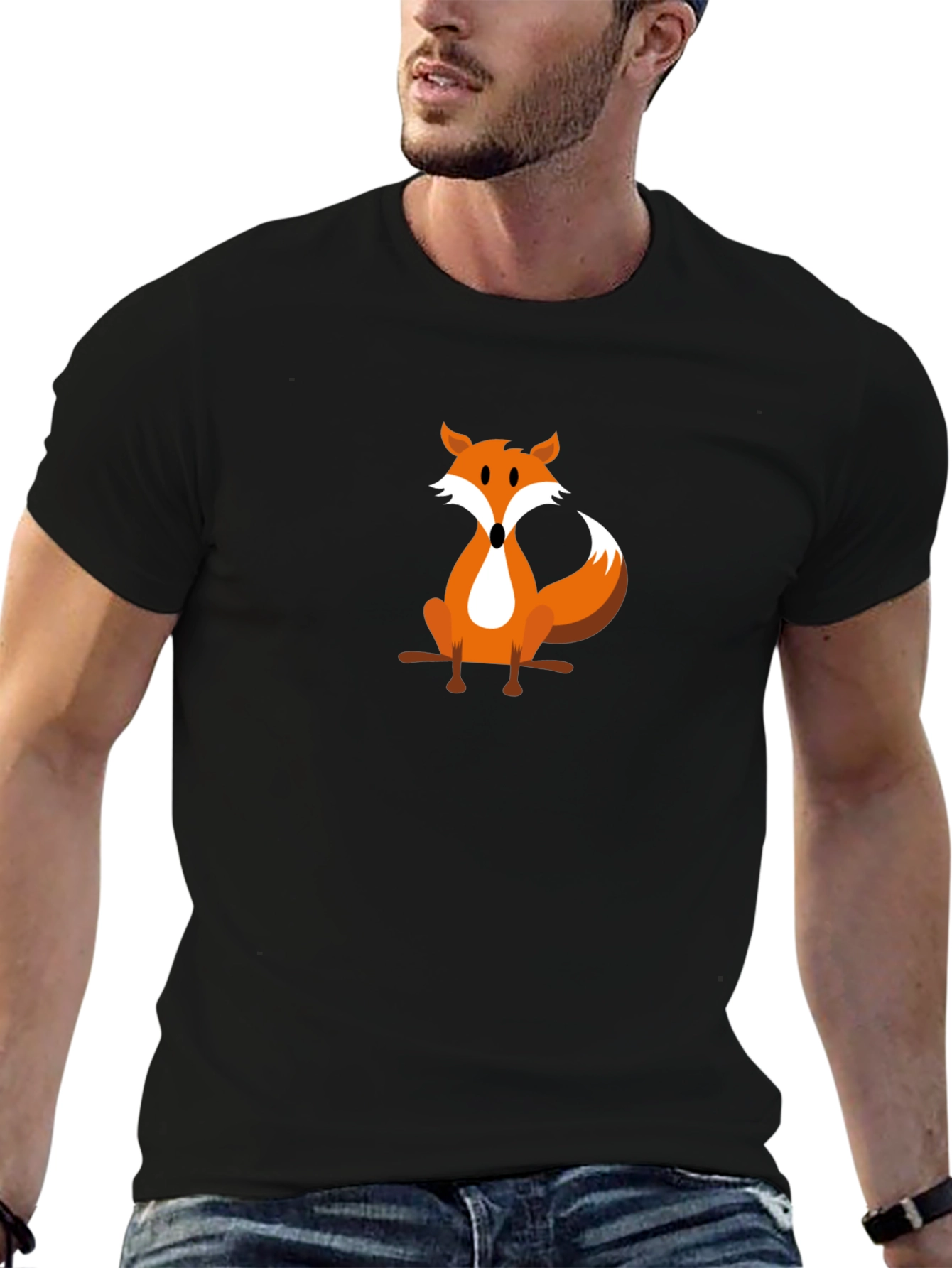 Fox Graphic Tee - Black Cotton T-Shirt