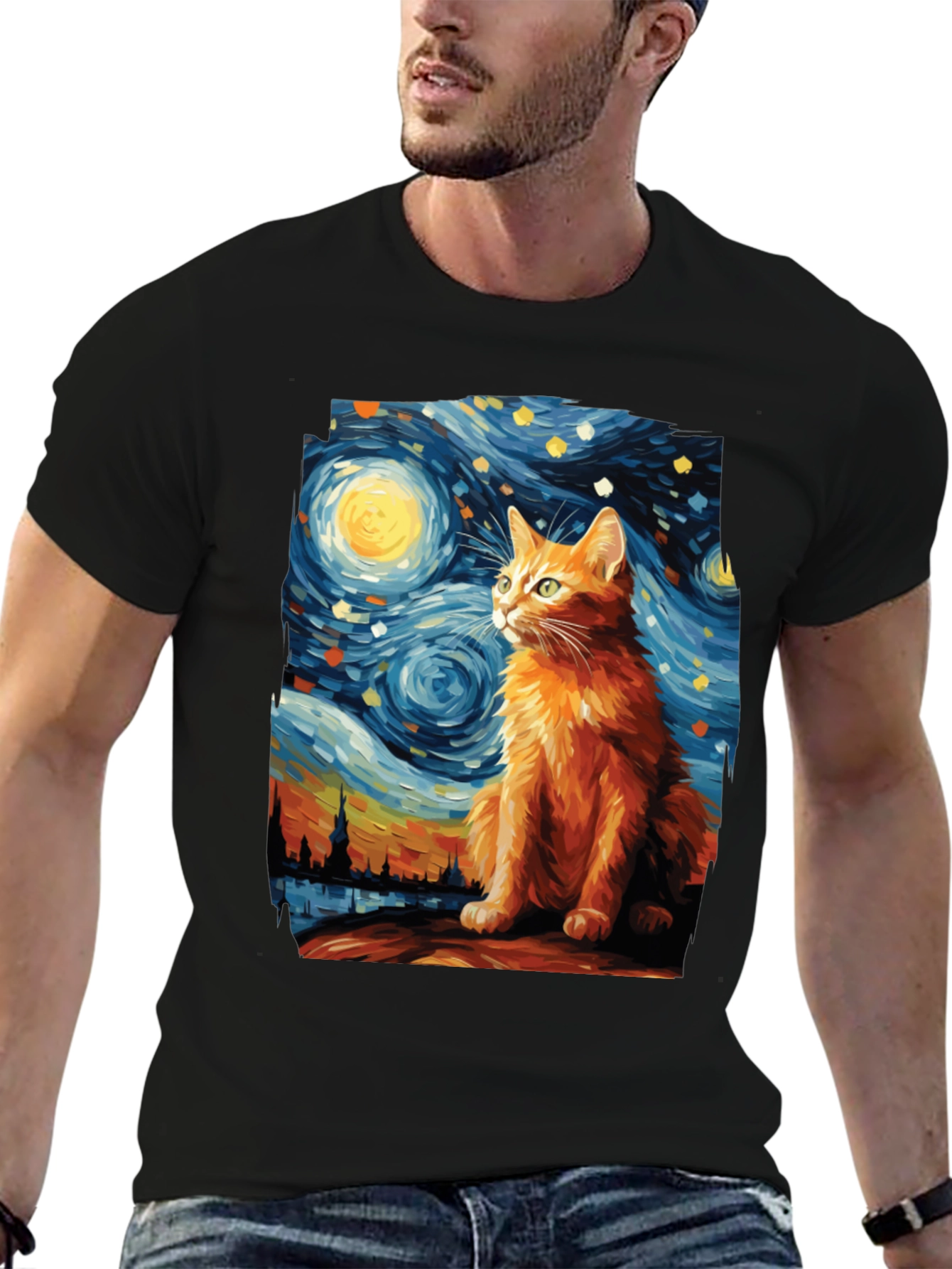 Starry Night Cat T-Shirt