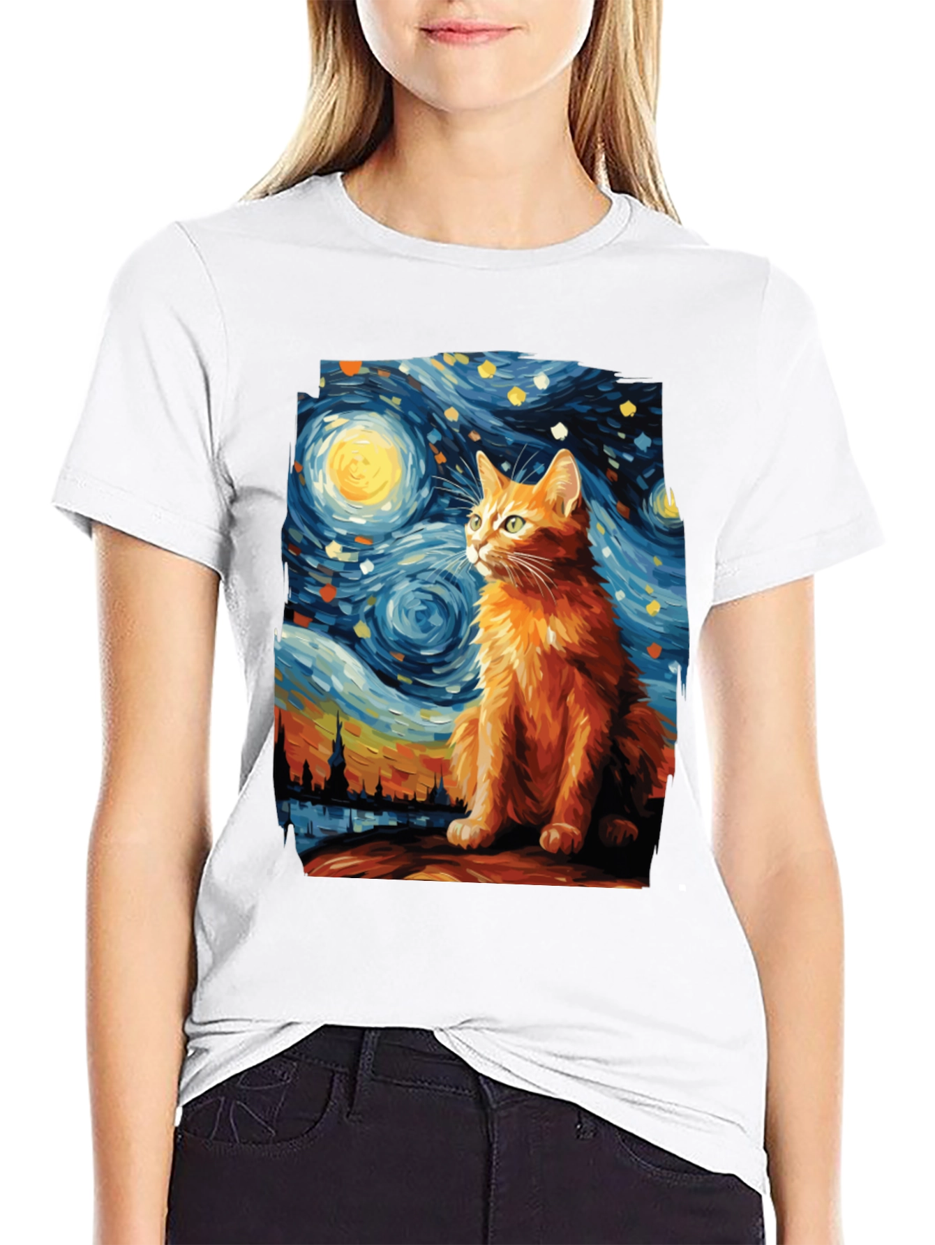 Starry Night Cat T-Shirt