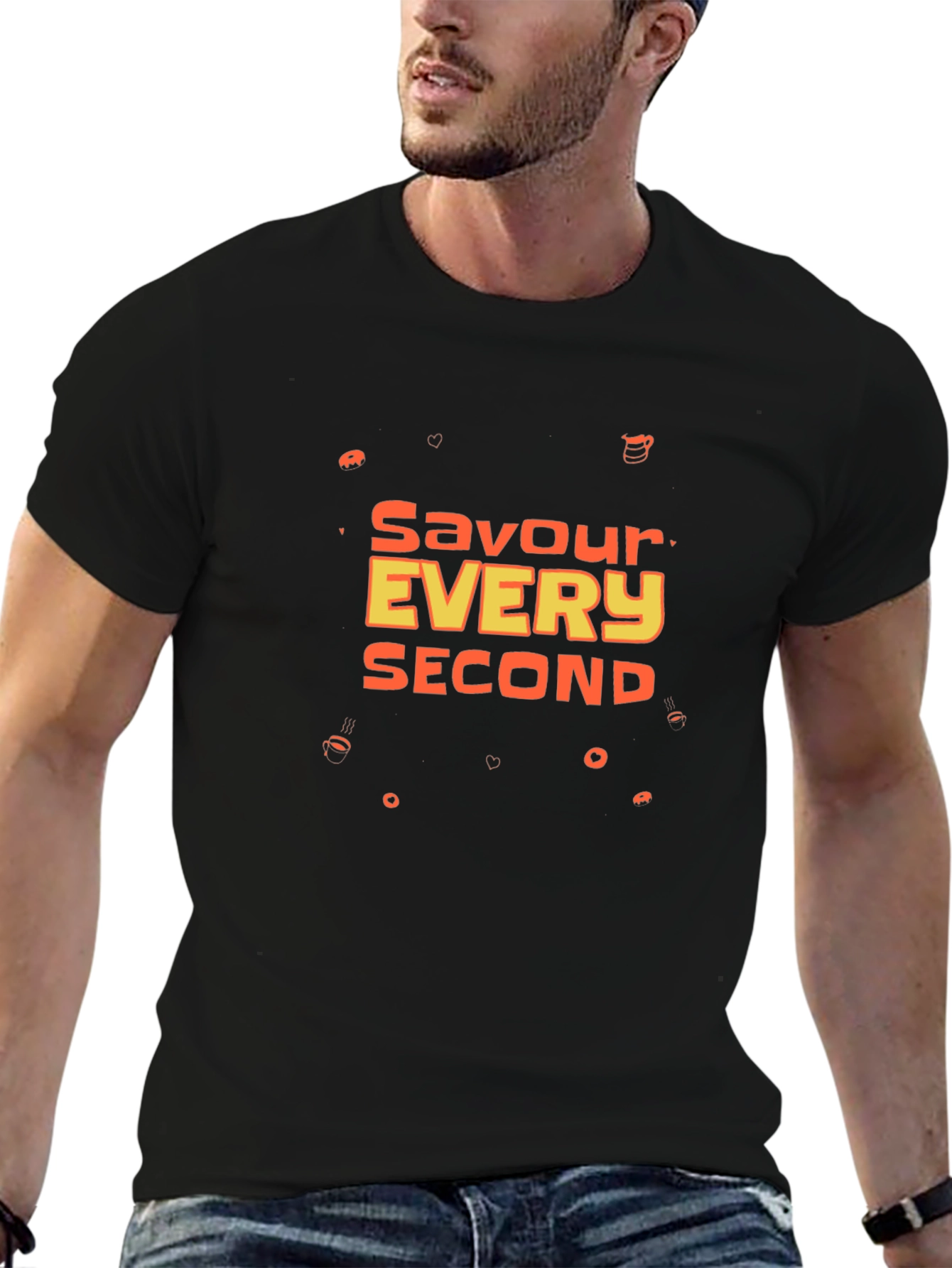 Savour Every Second Graphic Tee - Black