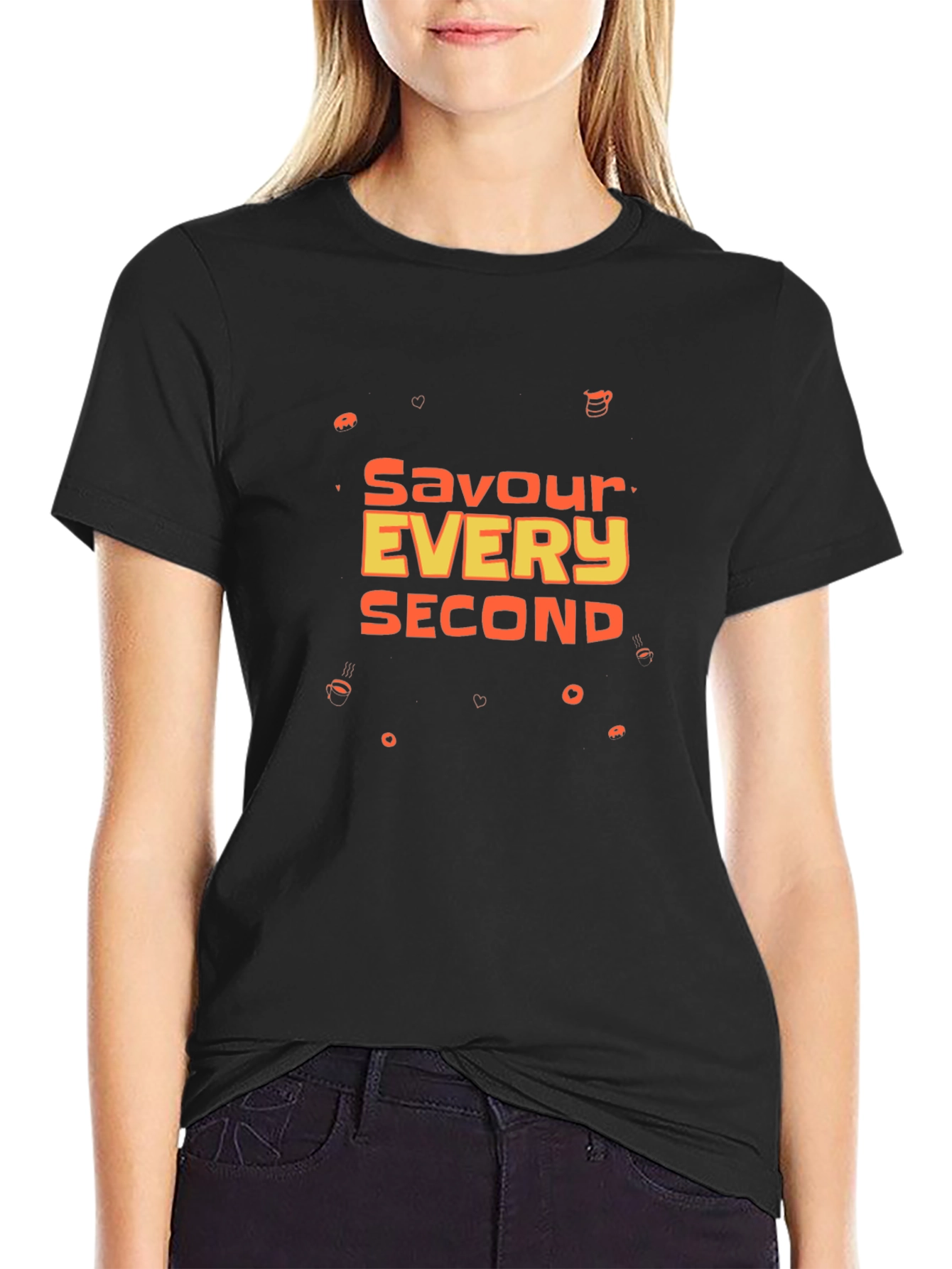 Savour Every Second Graphic Tee - Black