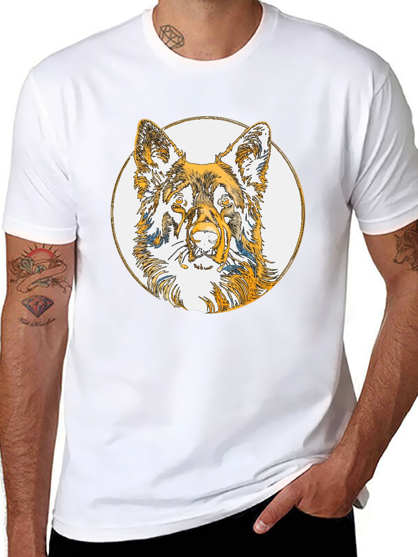 Dog Sketch Tee - Black Cotton Blend
