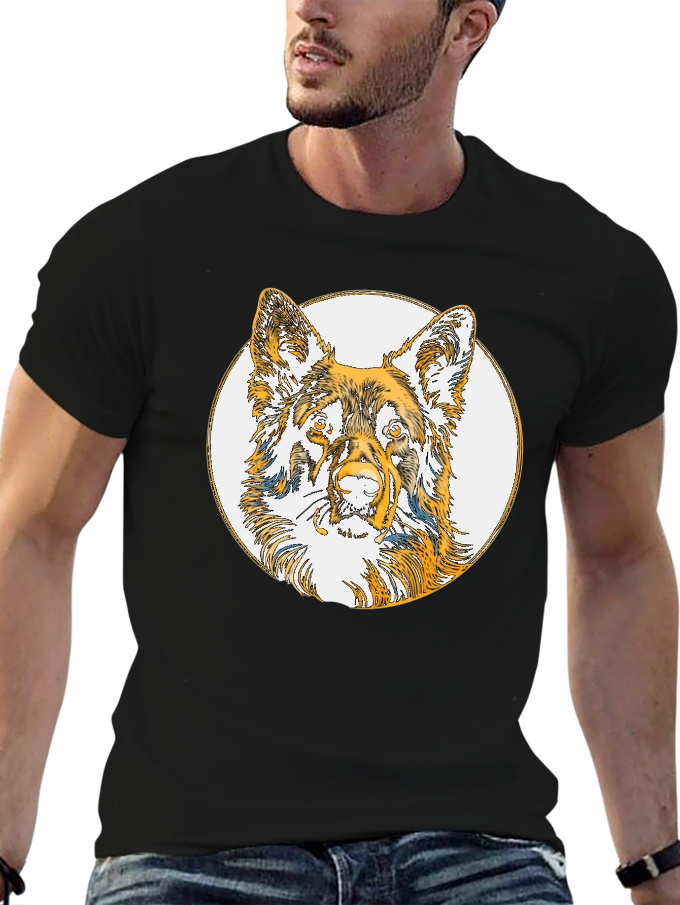 Dog Sketch Tee - Black Cotton Blend