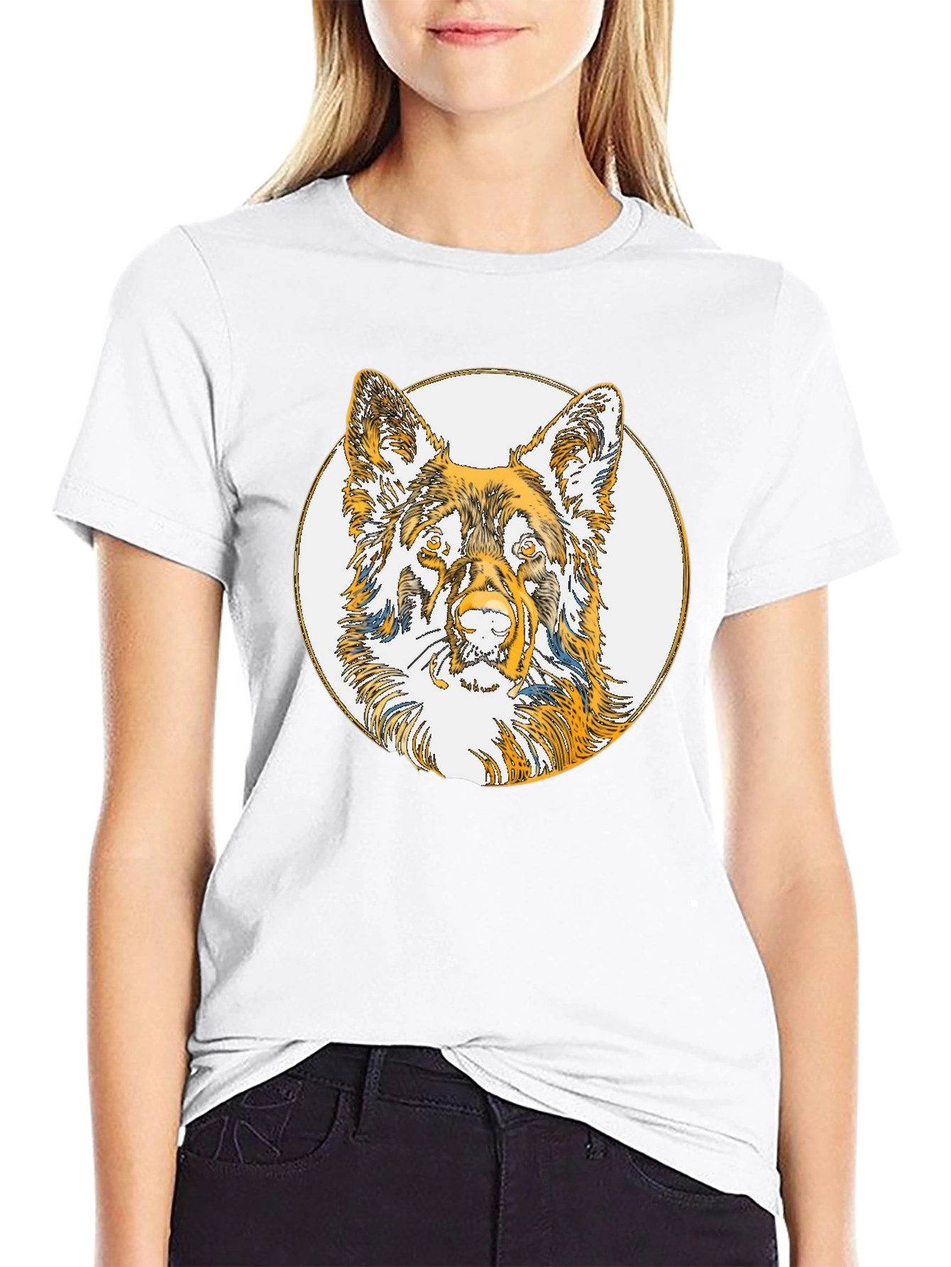 Dog Sketch Tee - Black Cotton Blend