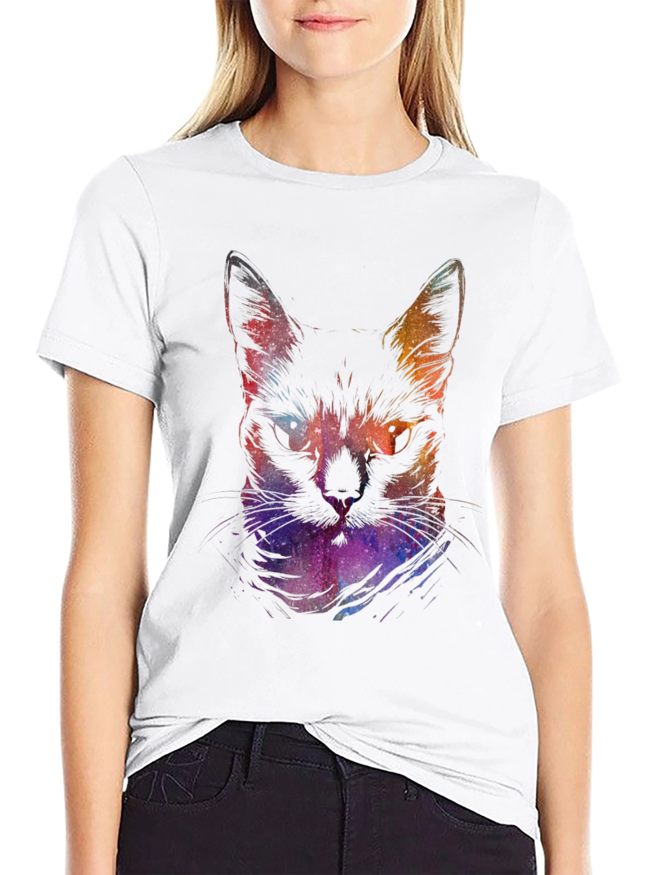 Cosmic Cat Graphic Tee - Black