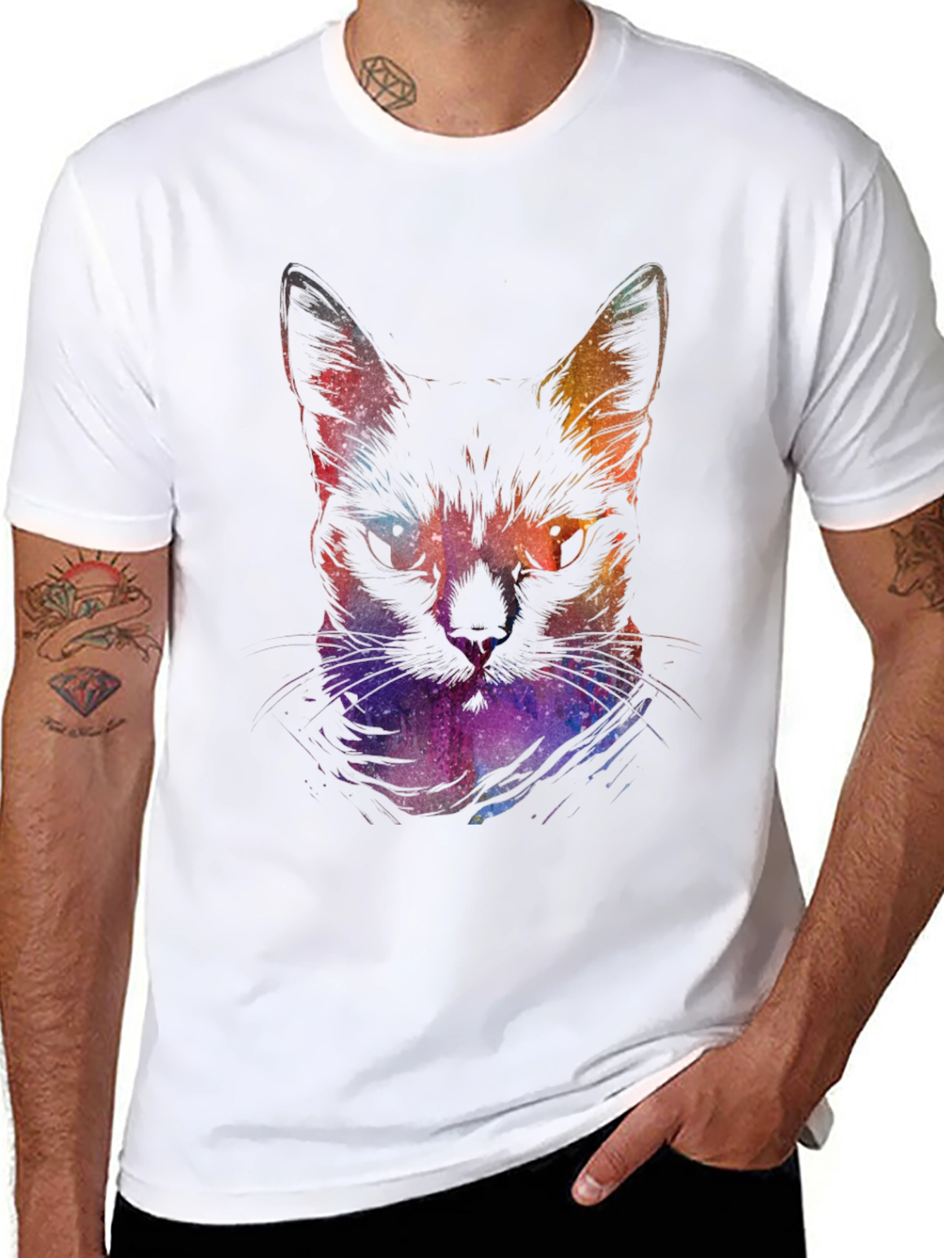 Cosmic Cat Graphic Tee - Black