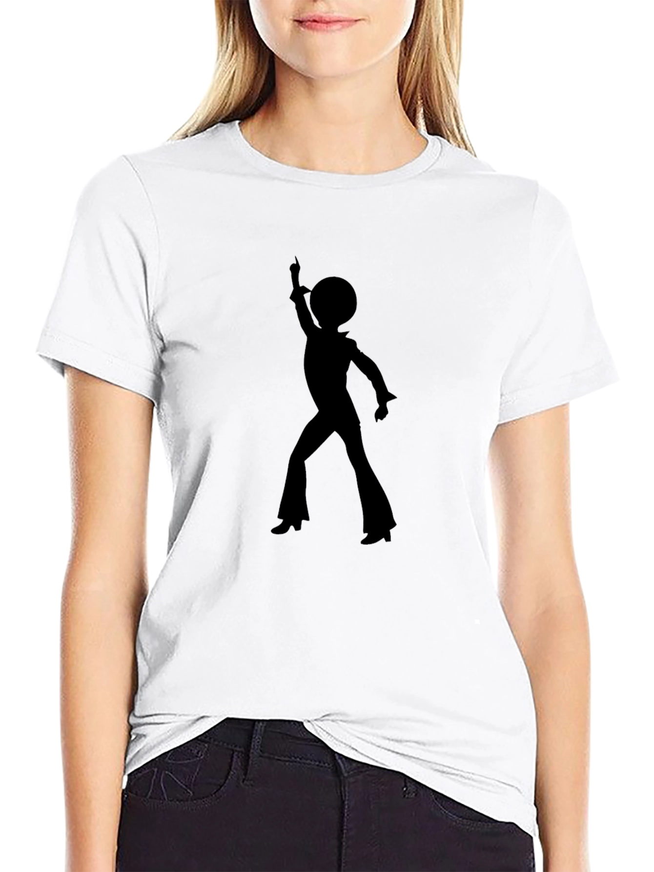 Retro Disco Dancer Graphic Tee - Black