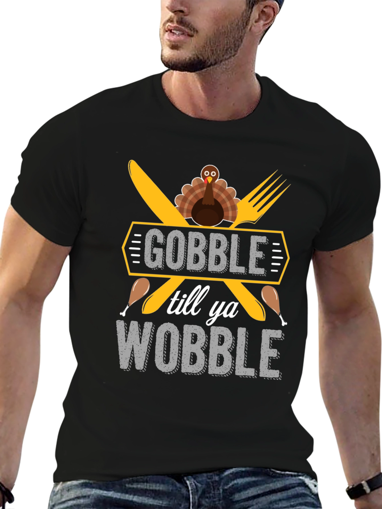 Gobble Till You Wobble Thanksgiving Graphic Tee