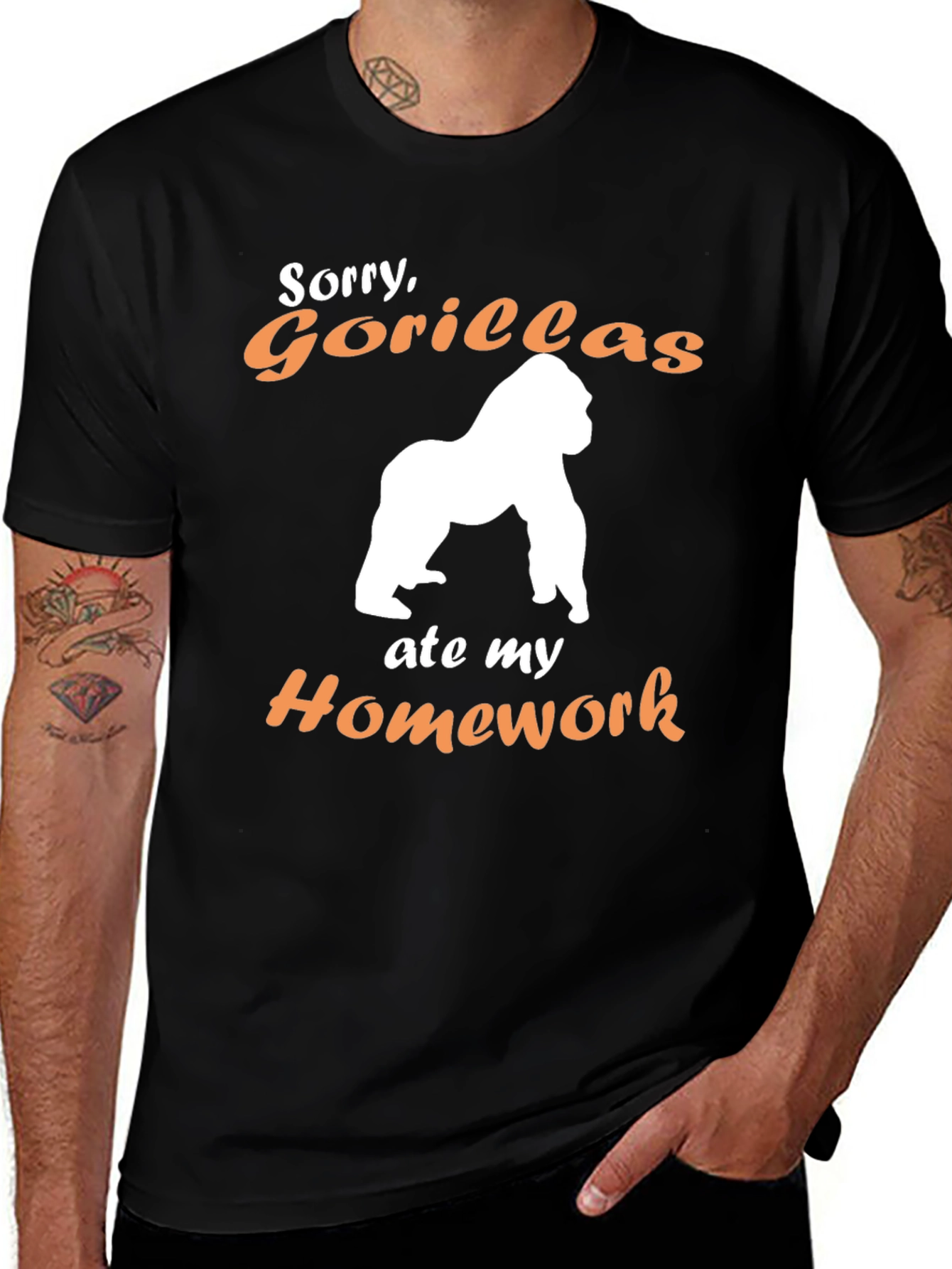 Funny Gorilla Ate My Homework Graphic Tee