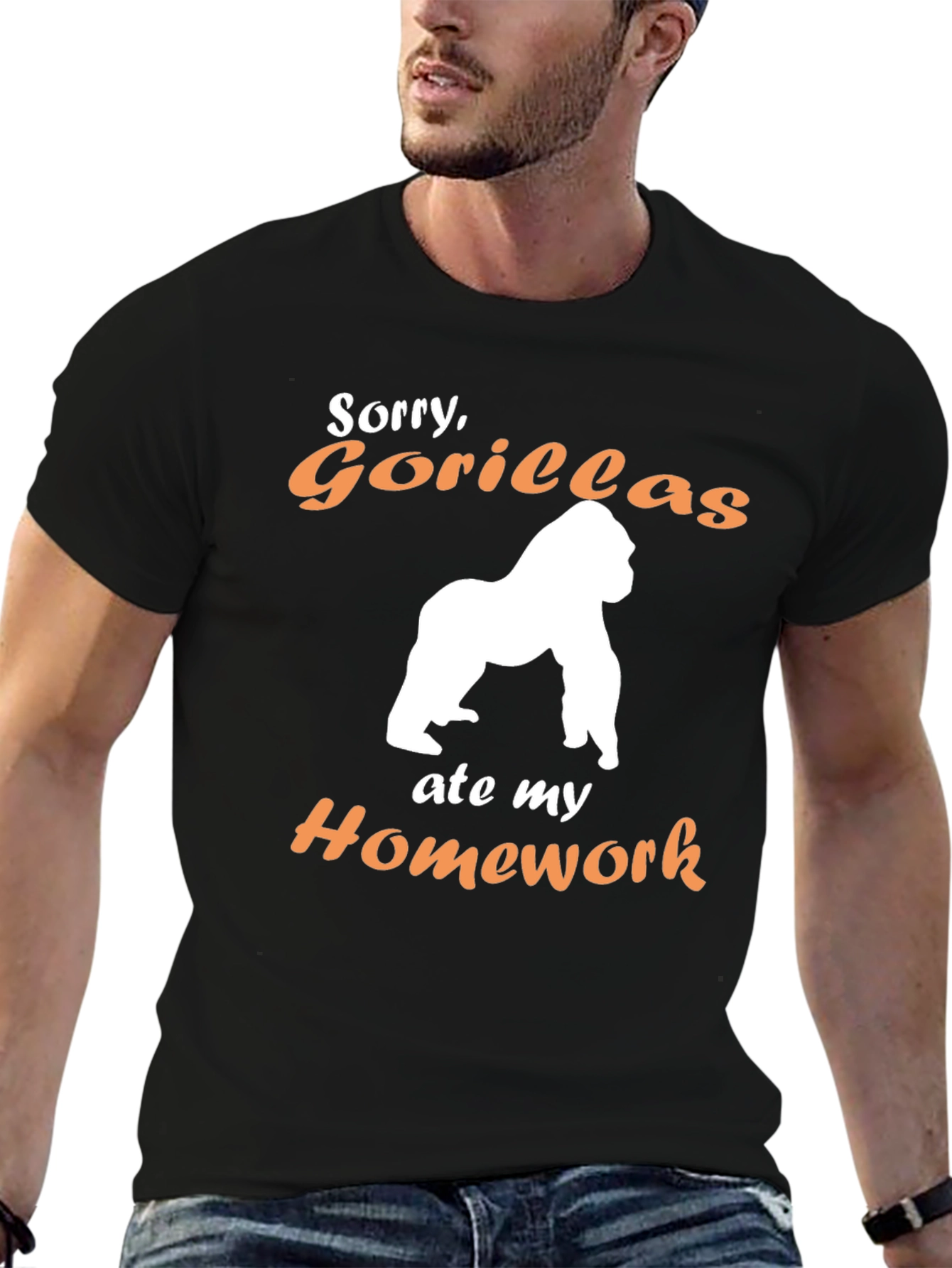 Funny Gorilla Ate My Homework Graphic Tee