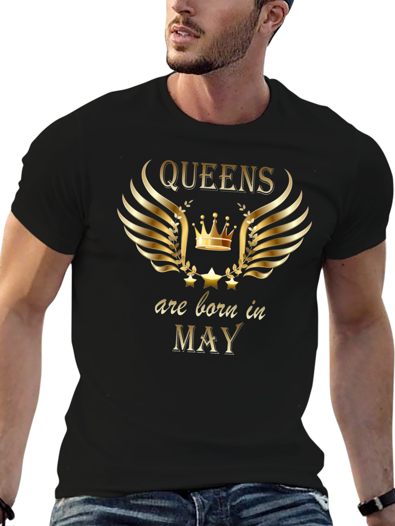 Queens Born in May Black Graphic Tee
