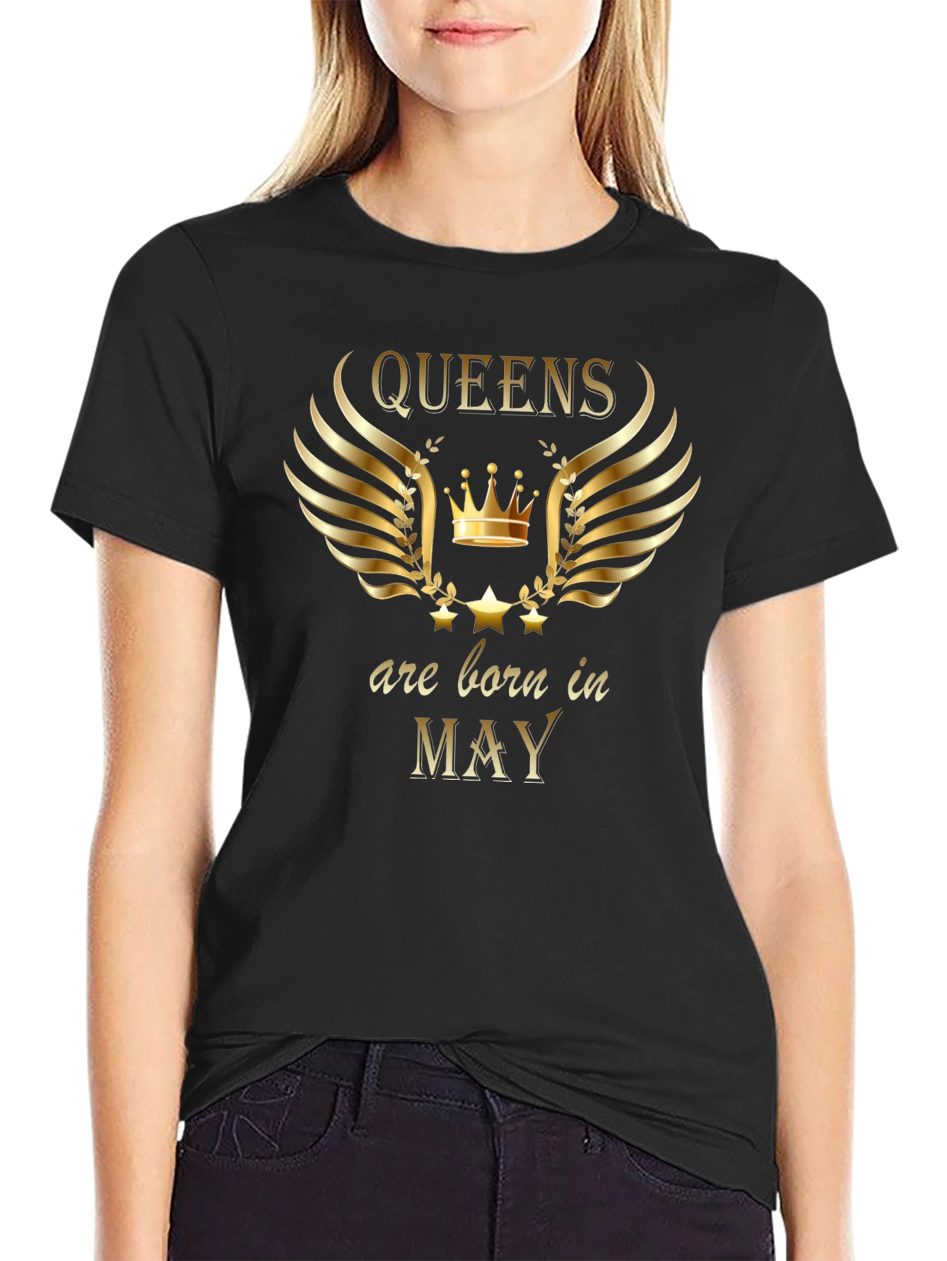Queens Born in May Black Graphic Tee