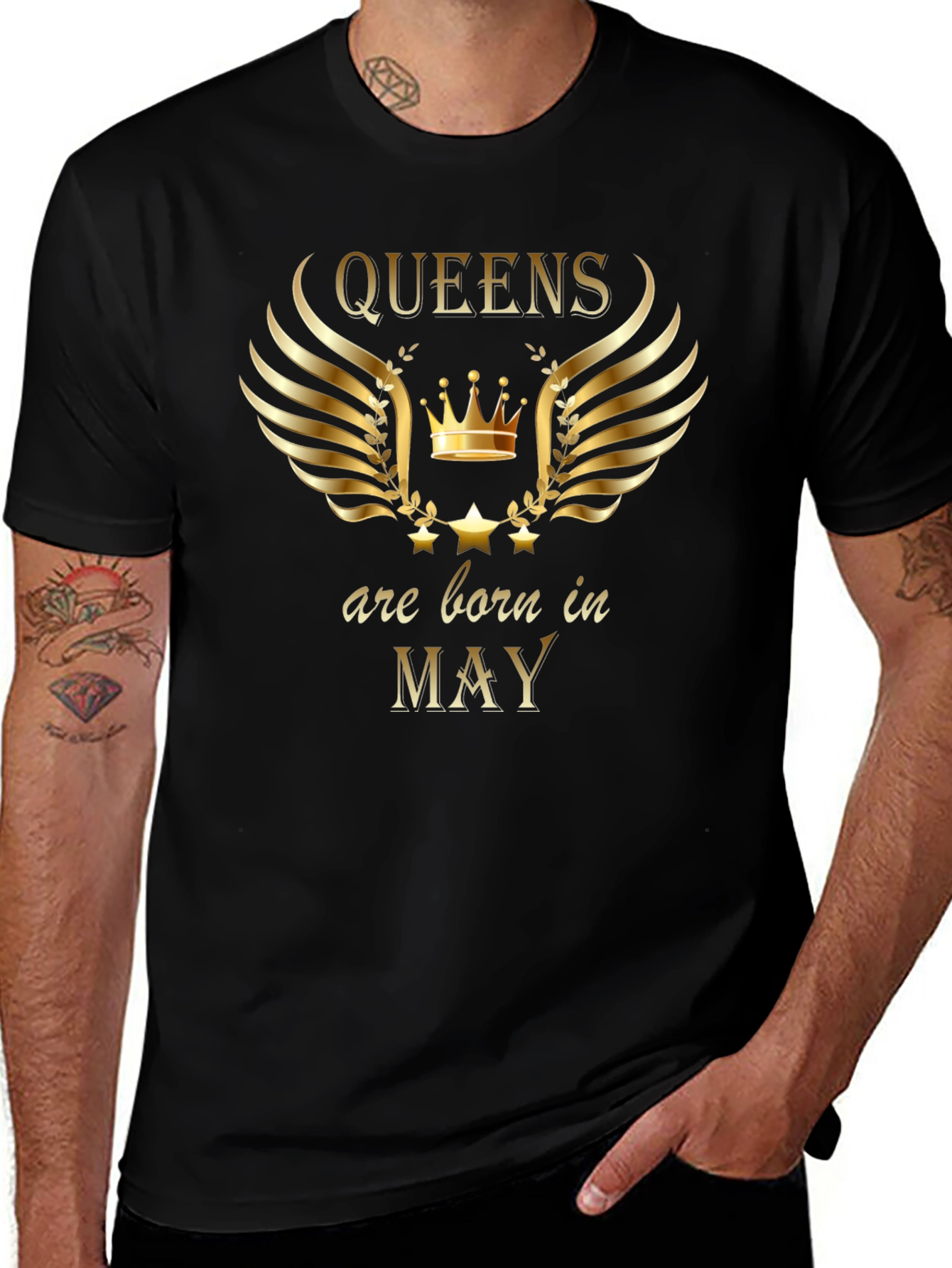Queens Born in May Black Graphic Tee