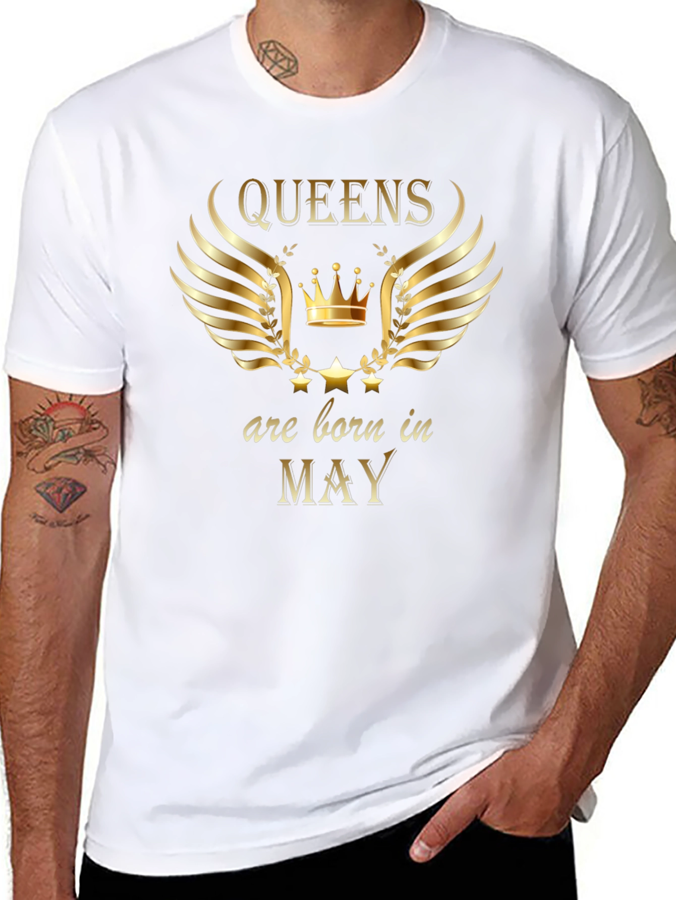 Queens Born in May Black Graphic Tee