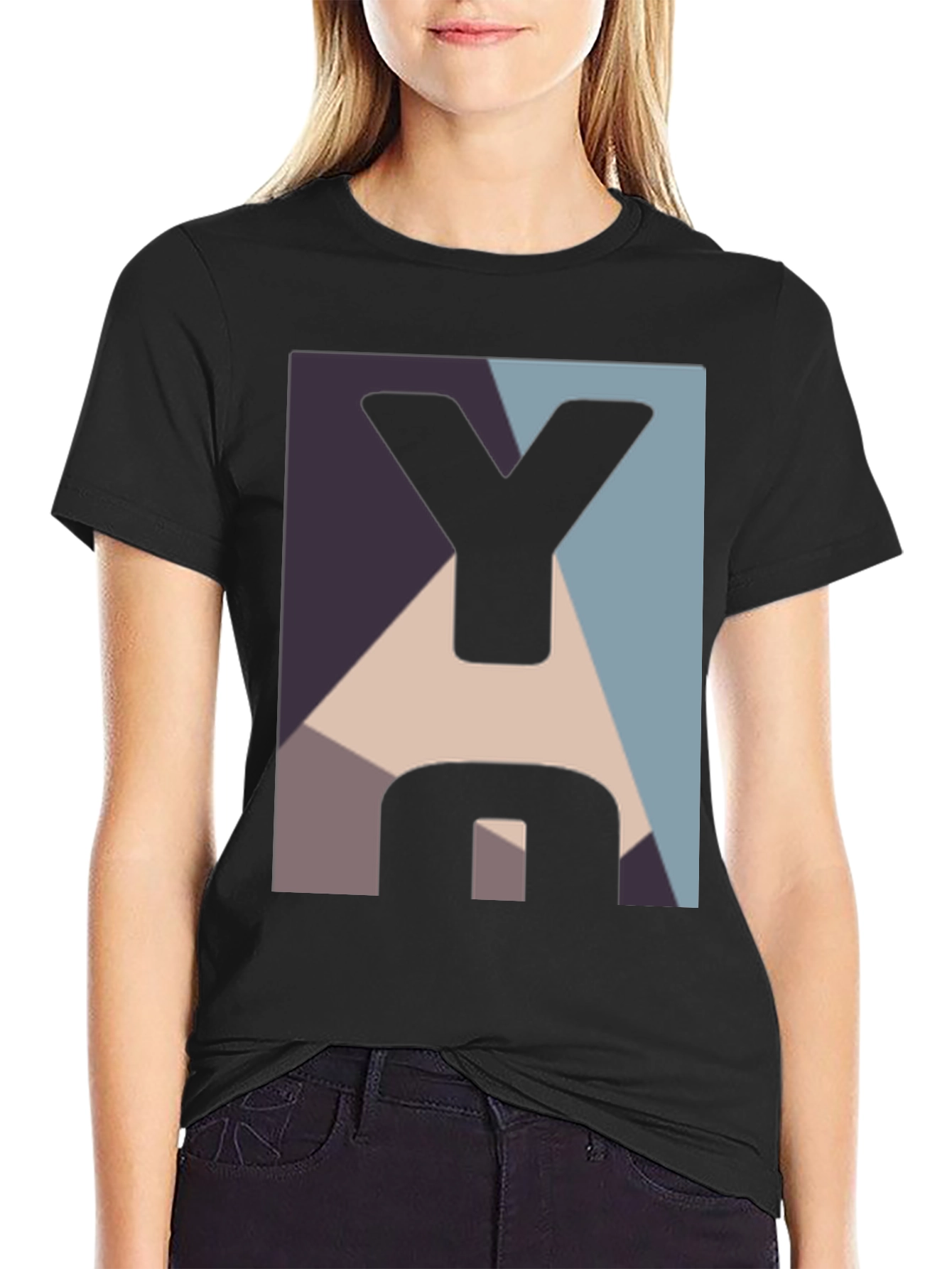 Geometric Y Graphic Black T-Shirt