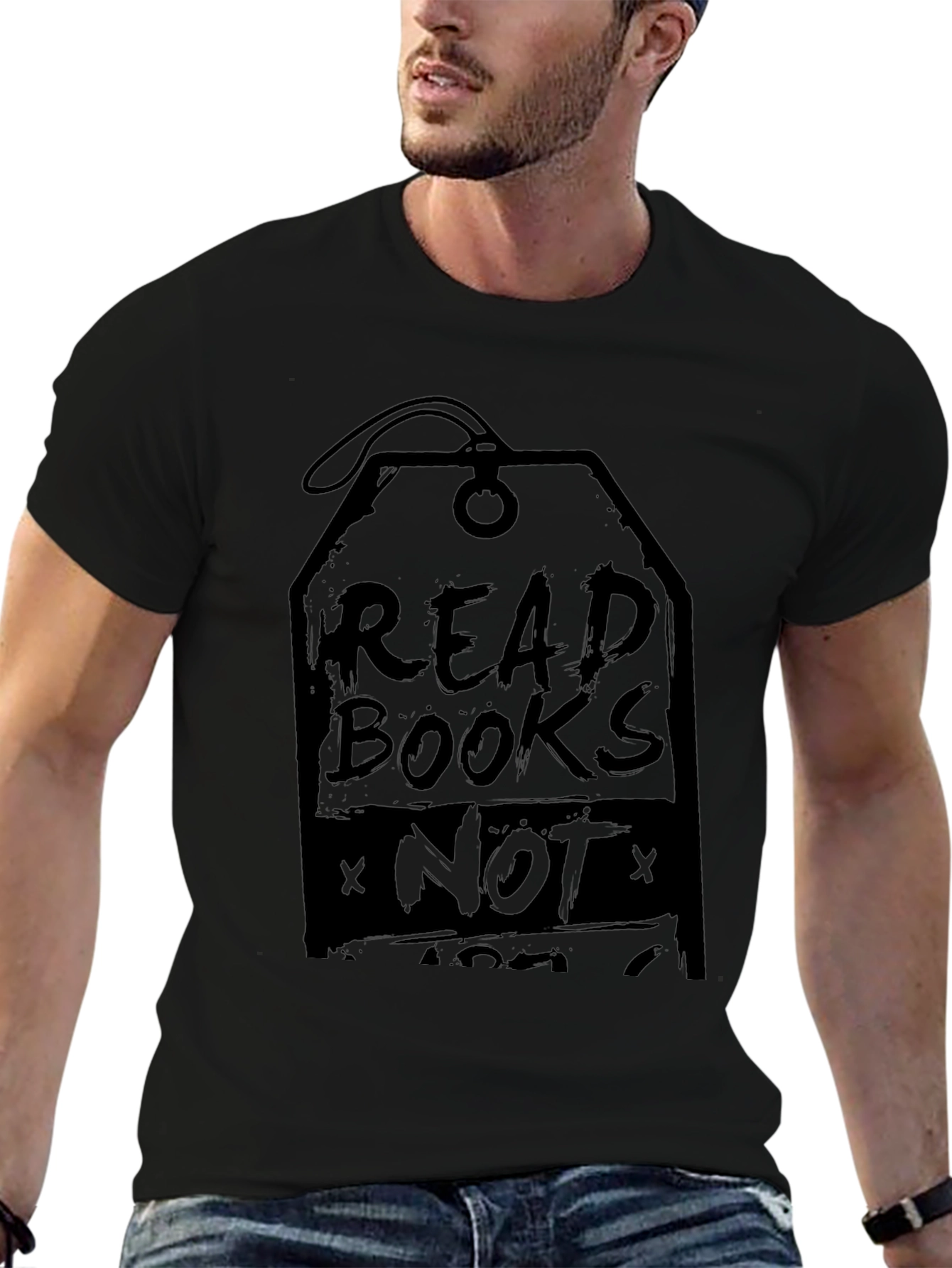 Read Books Not Ads Mens Black Graphic Tee