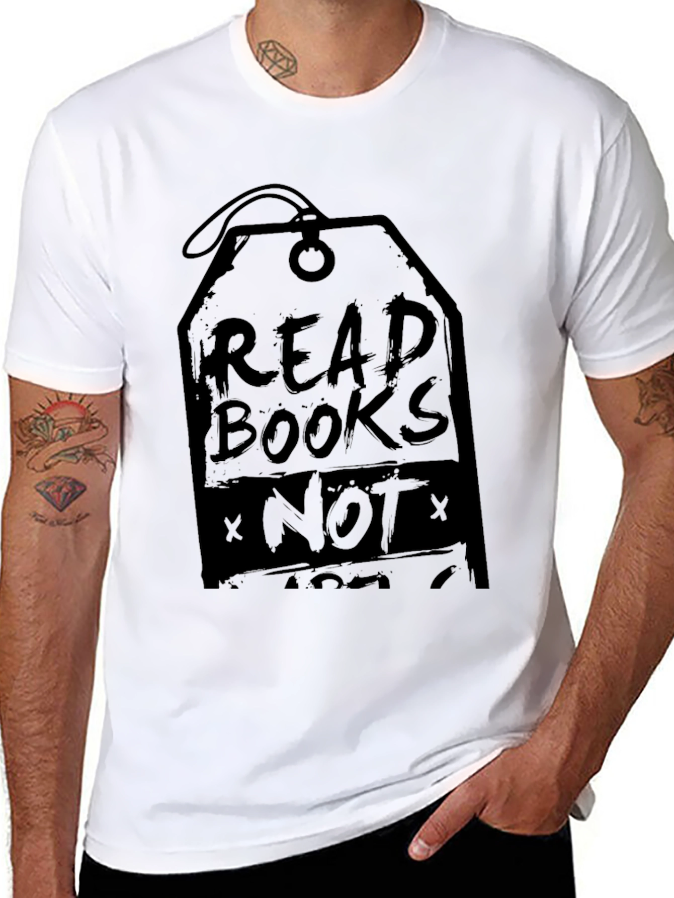 Read Books Not Ads Mens Black Graphic Tee