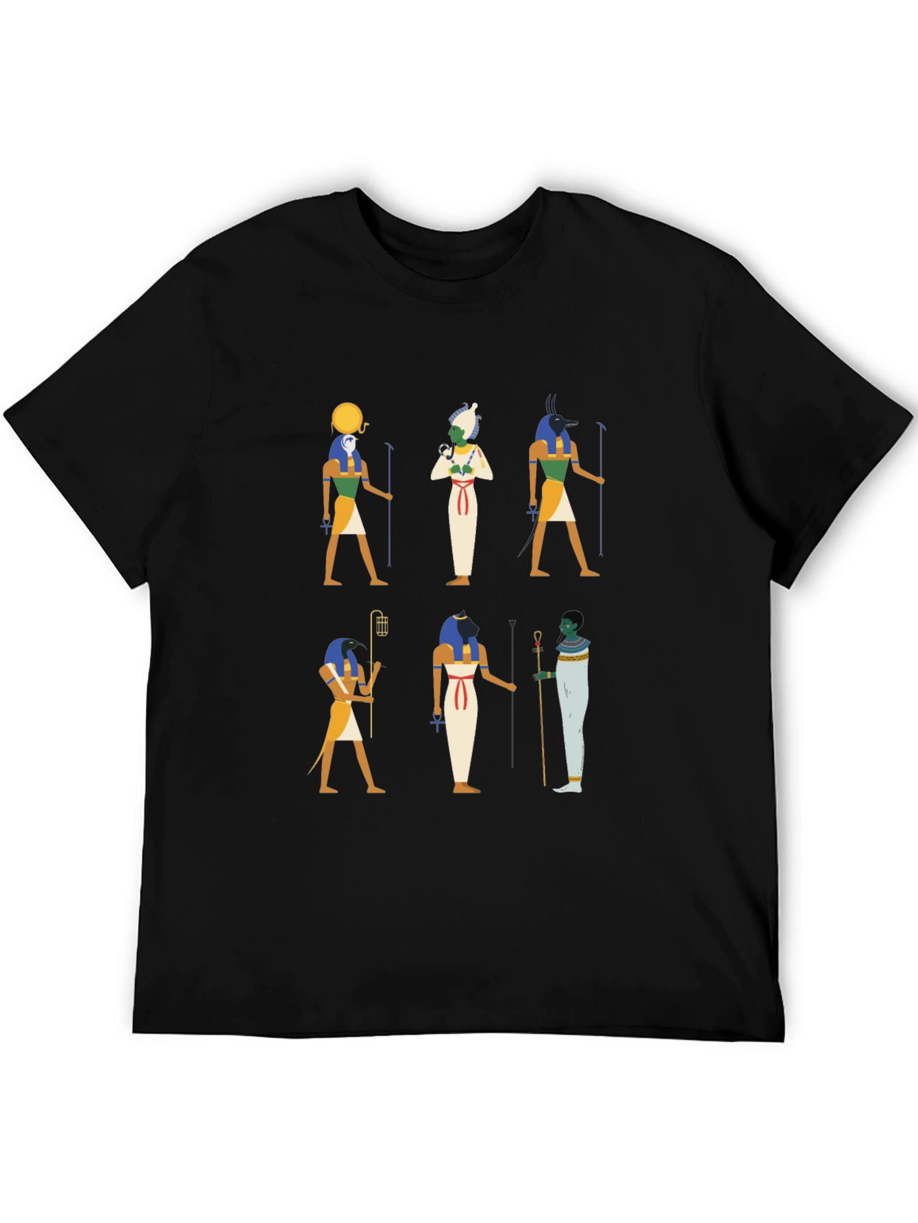 Egyptian Gods Graphic Print Black Tee