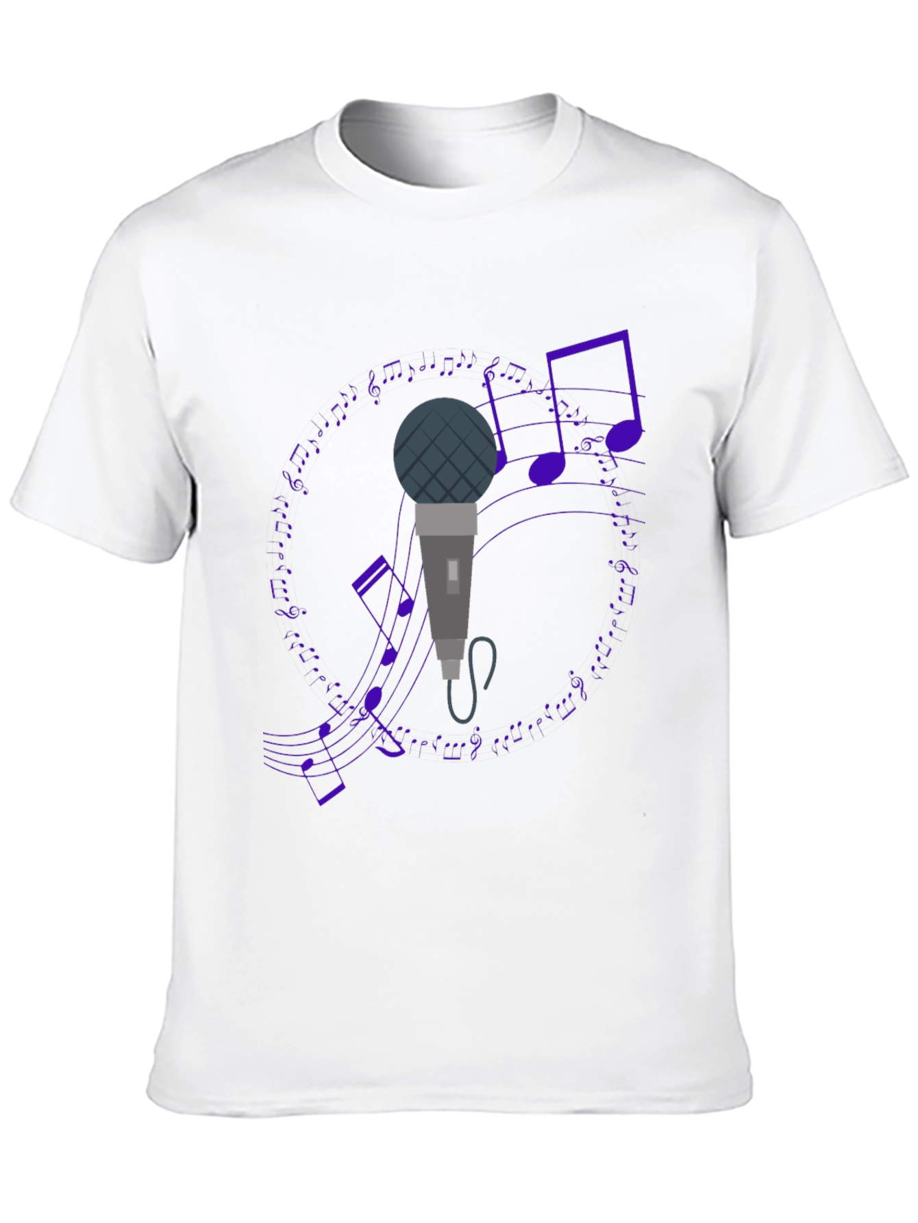 Microphone and Music Notes Black T-Shirt