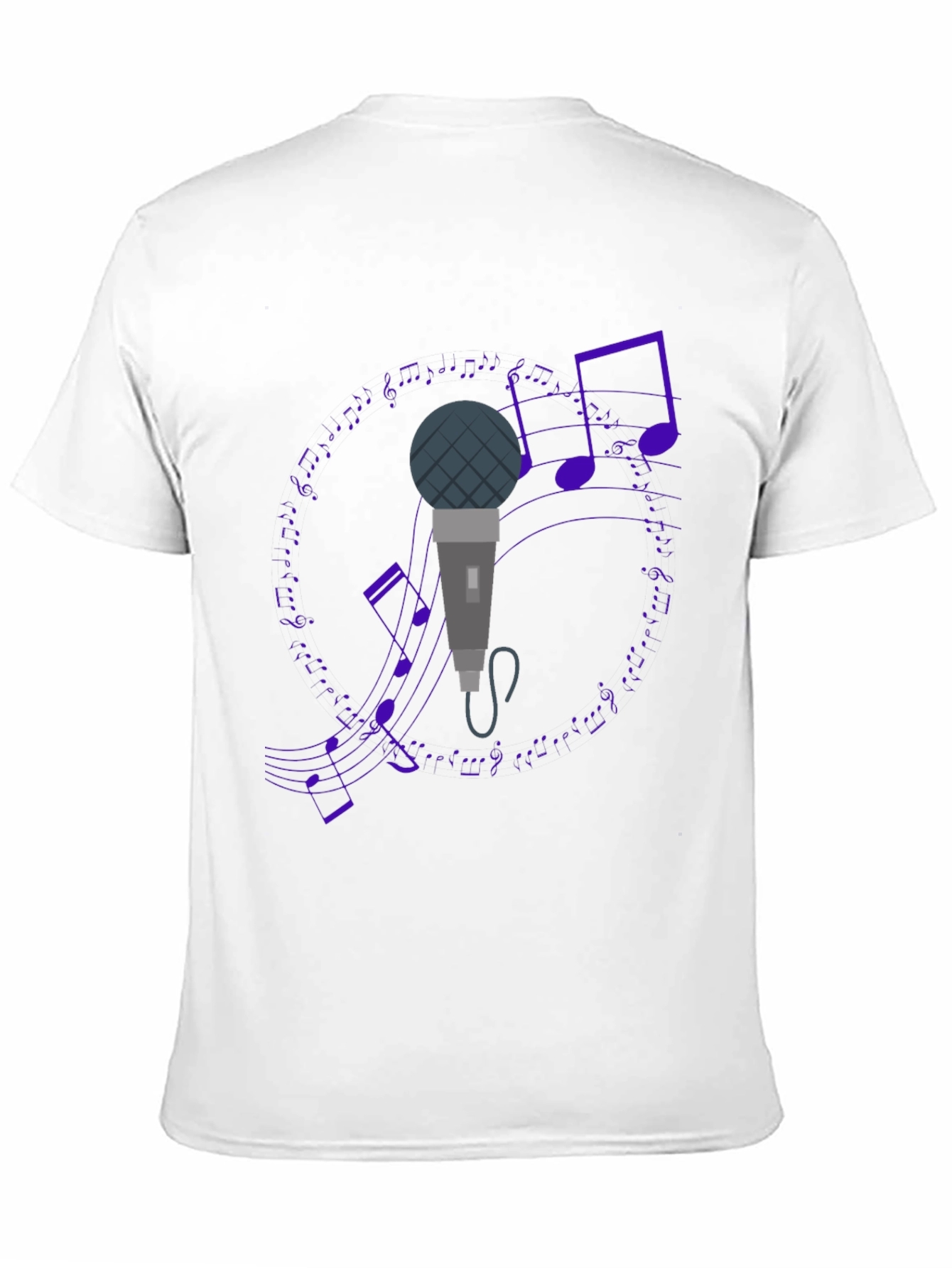 Microphone and Music Notes Black T-Shirt