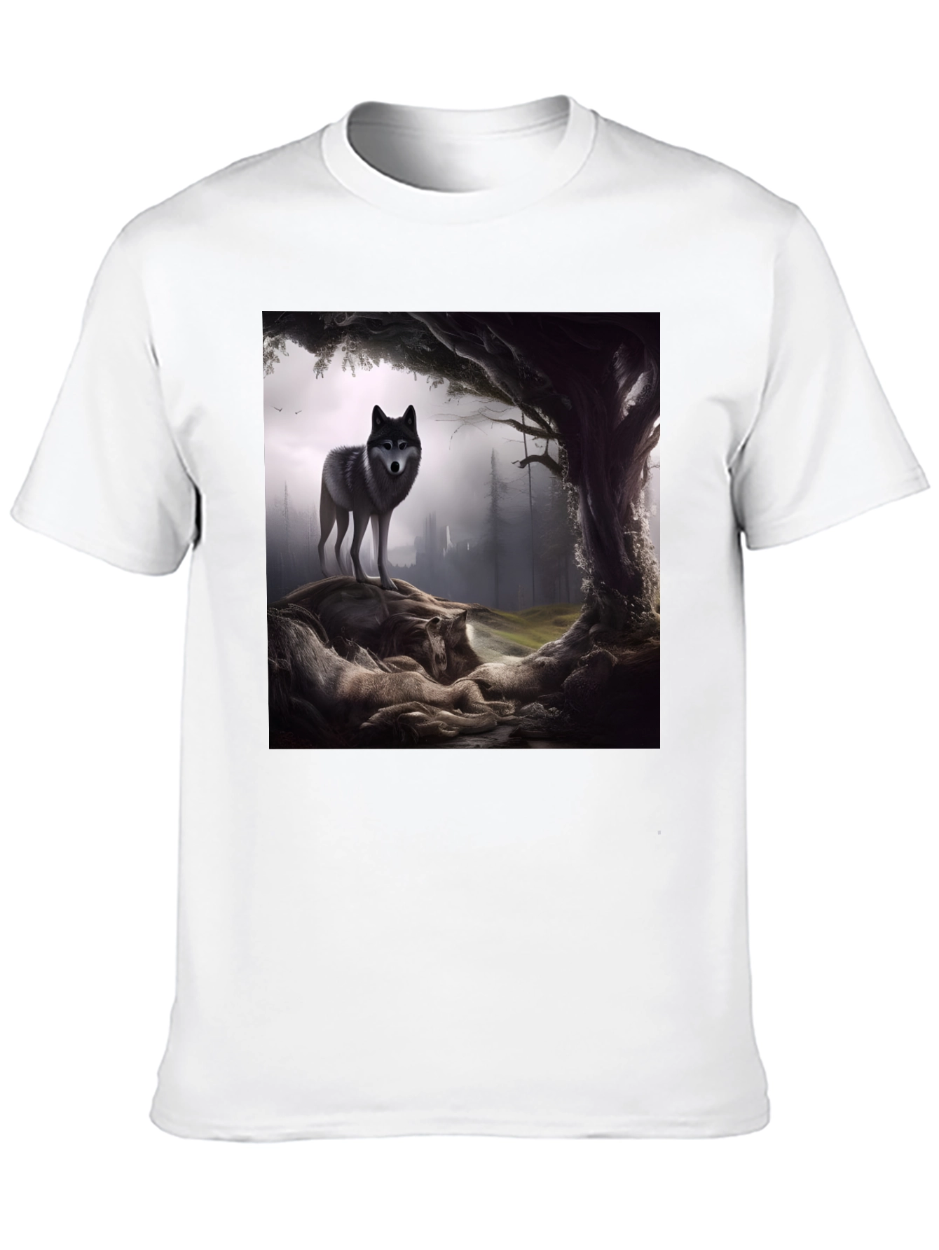 Wolf Pack Graphic Tee - Black Cotton Blend