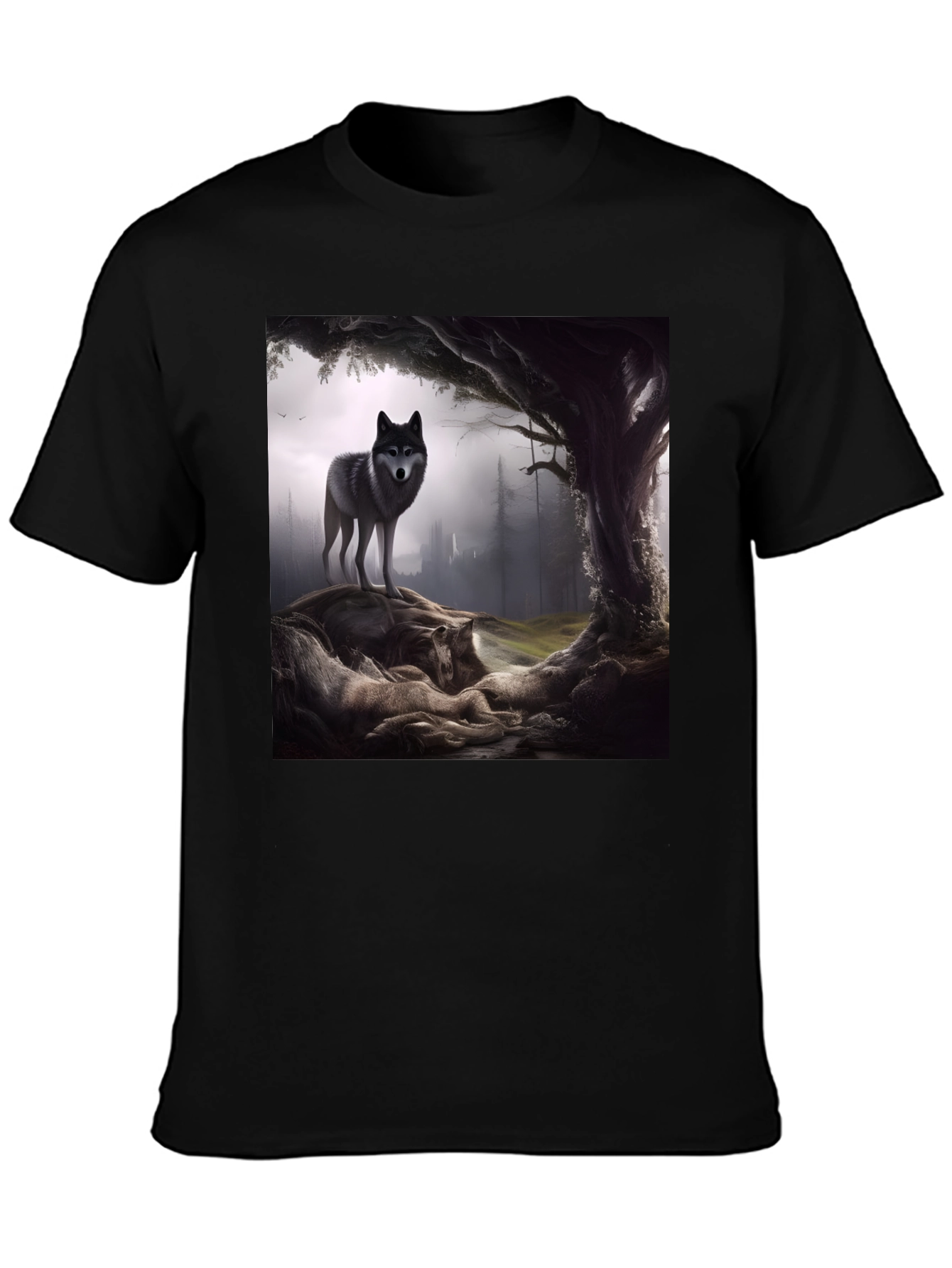Wolf Pack Graphic Tee - Black Cotton Blend