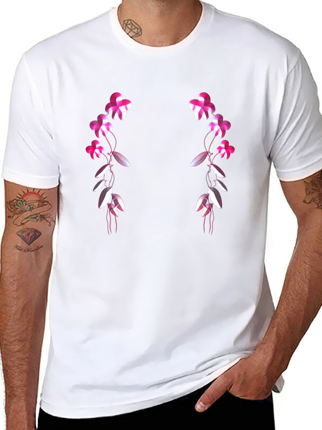 Floral Vines Graphic T-Shirt - Black