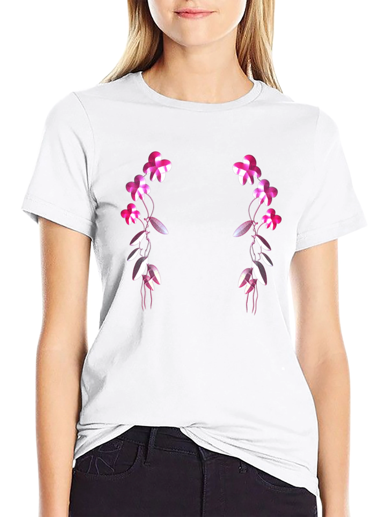 Floral Vines Graphic T-Shirt - Black