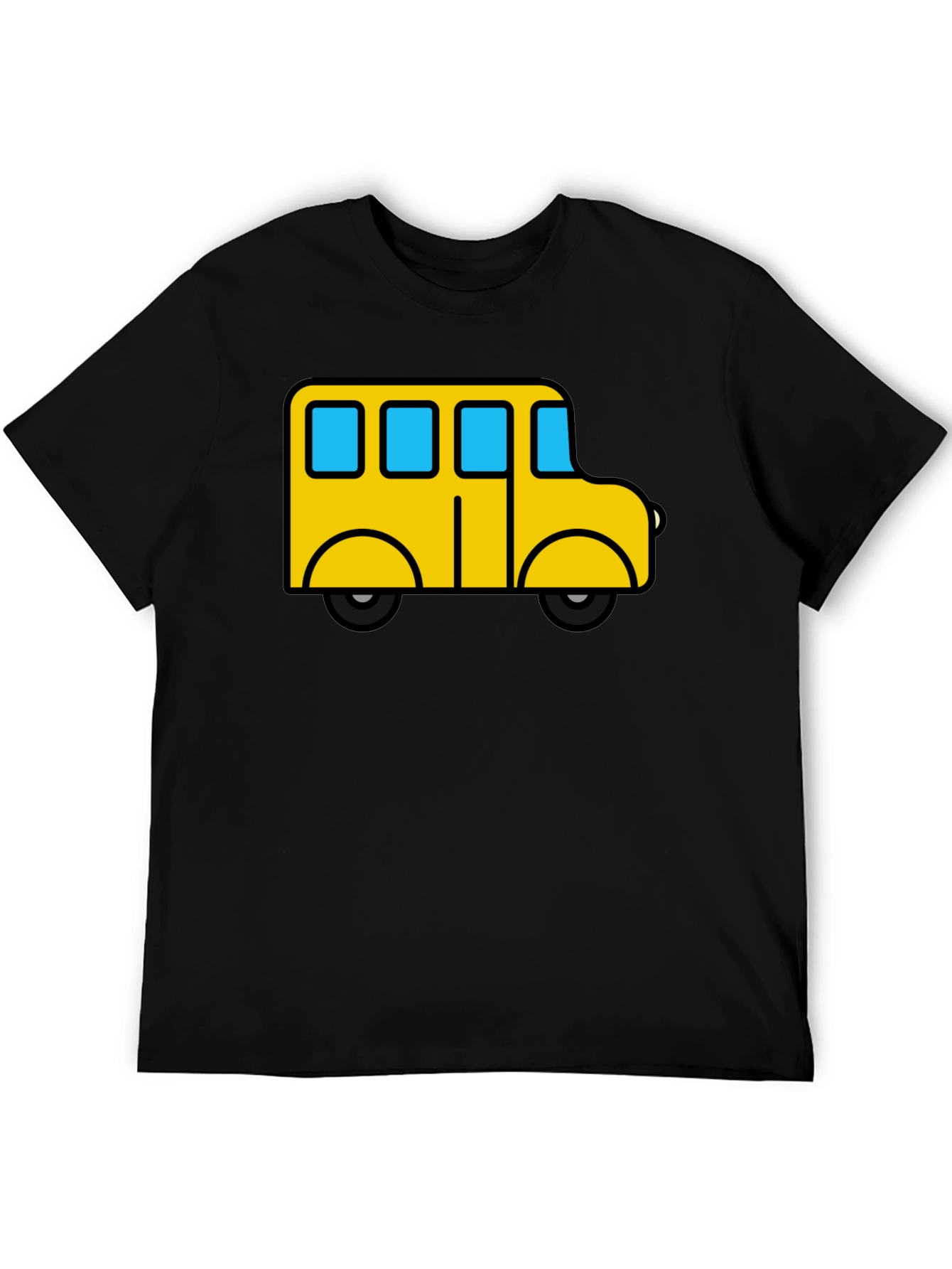 Cartoon School Bus Black T-Shirt